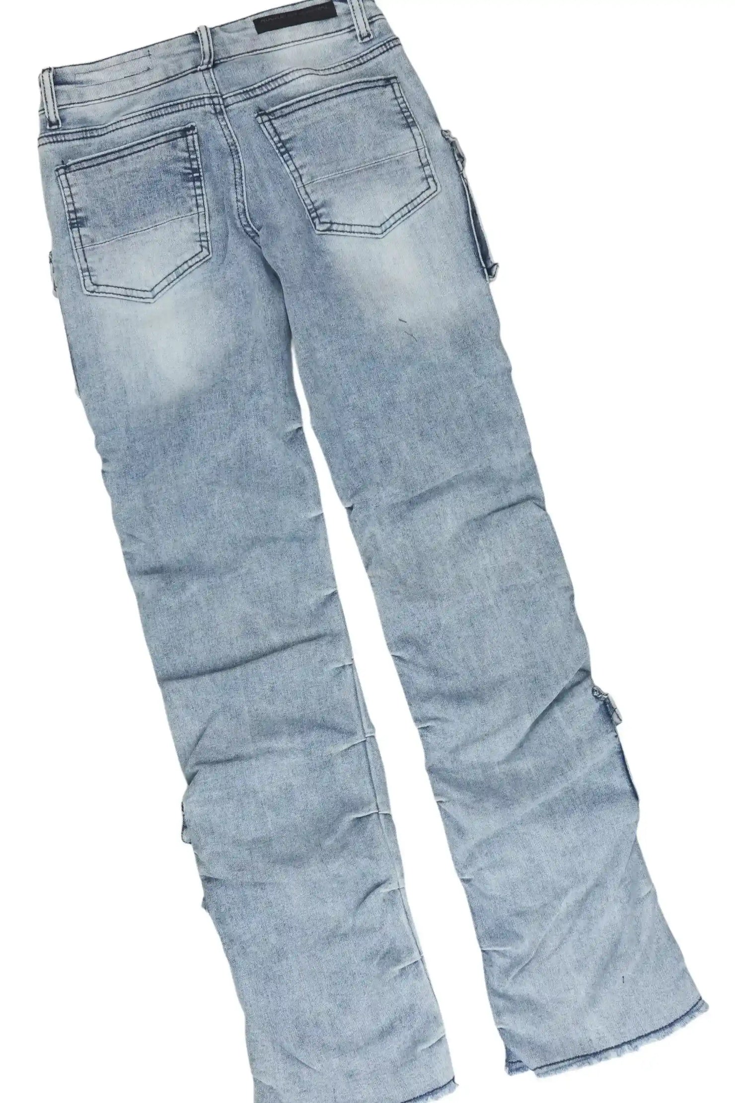 Girls Mabel White/Blue T-Shirt Stacked Jean Set