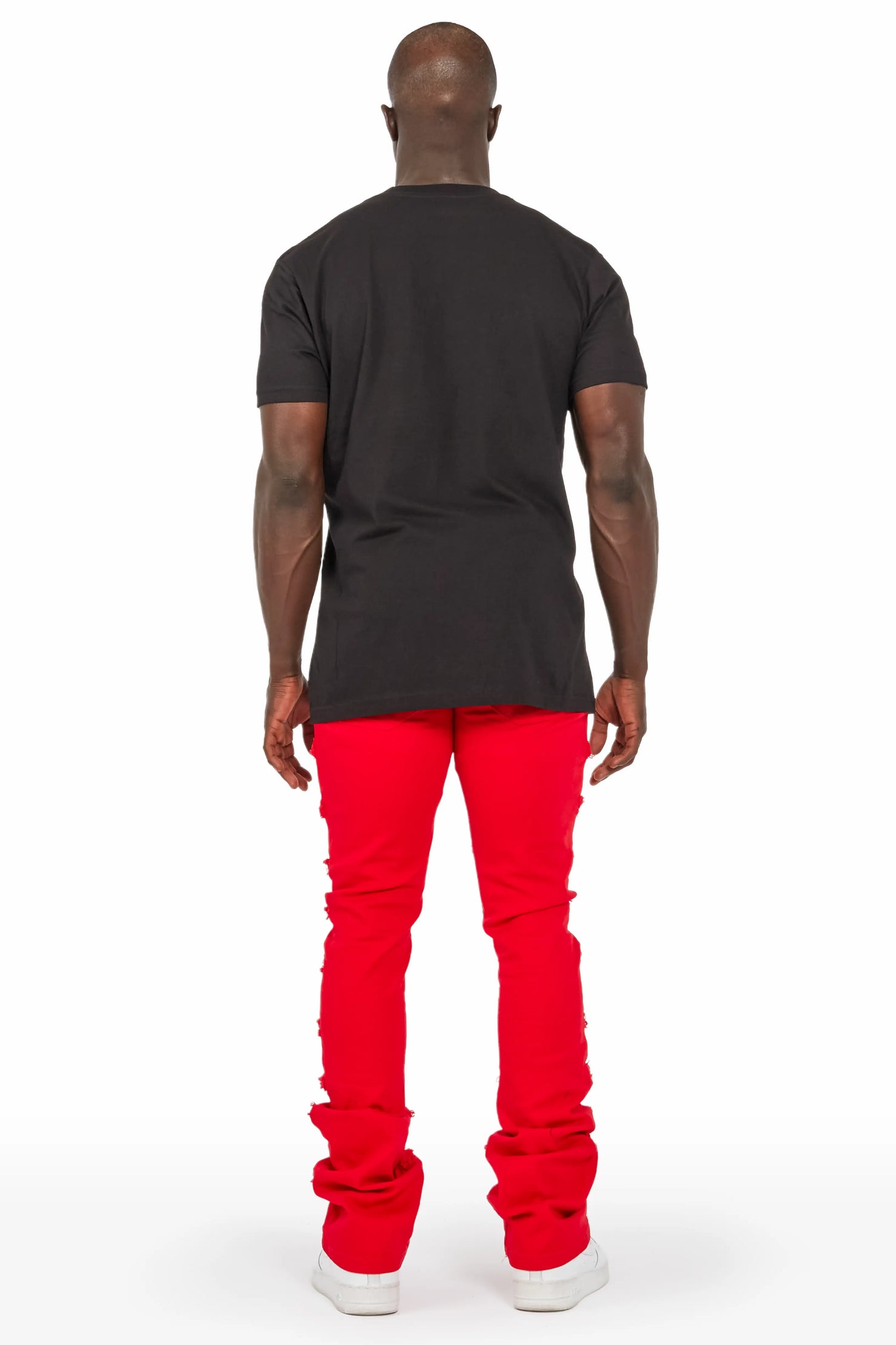 Niklaus Red Stacked FLare Jean