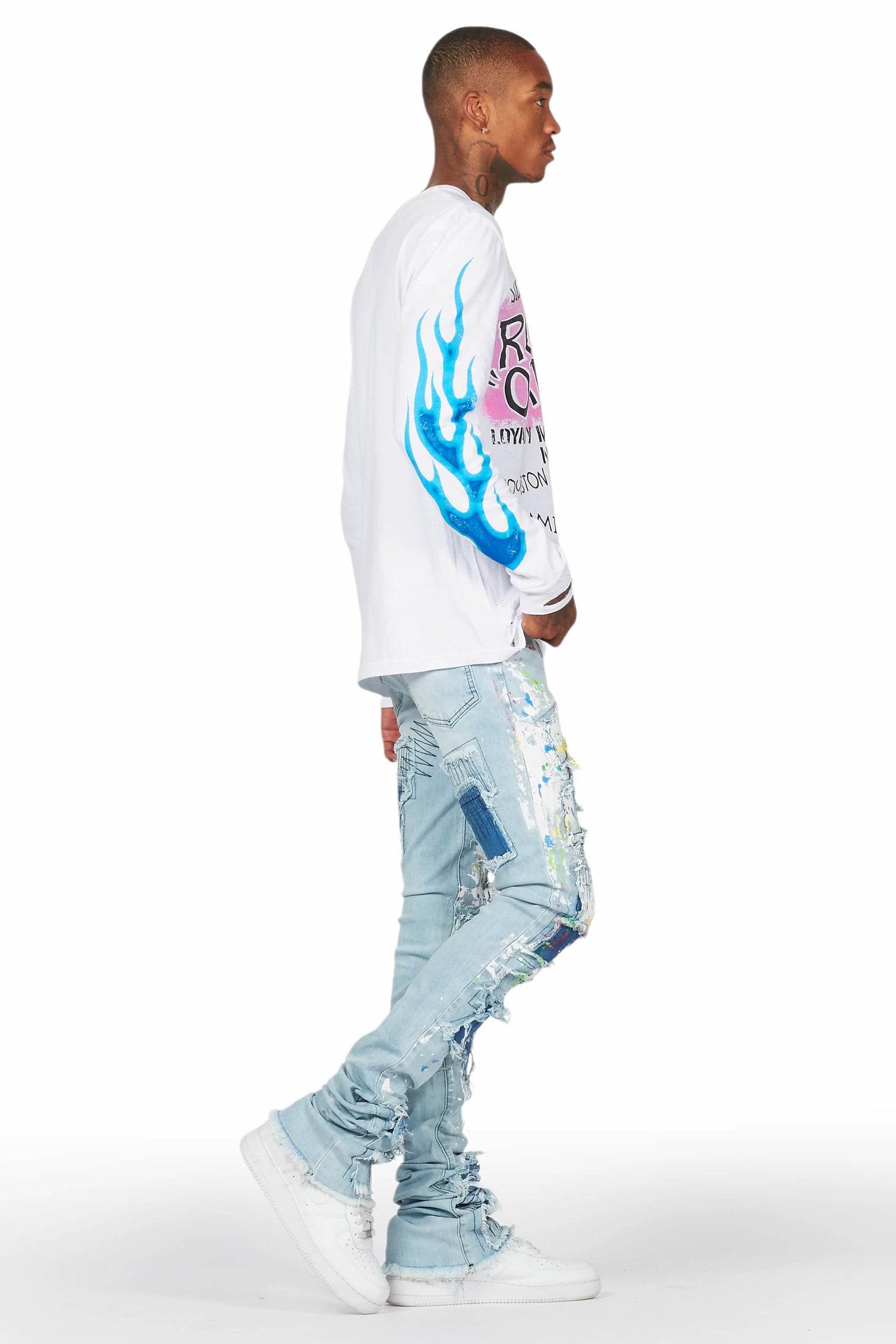 Dallon Blue Painter Super Stacked Flare Jean