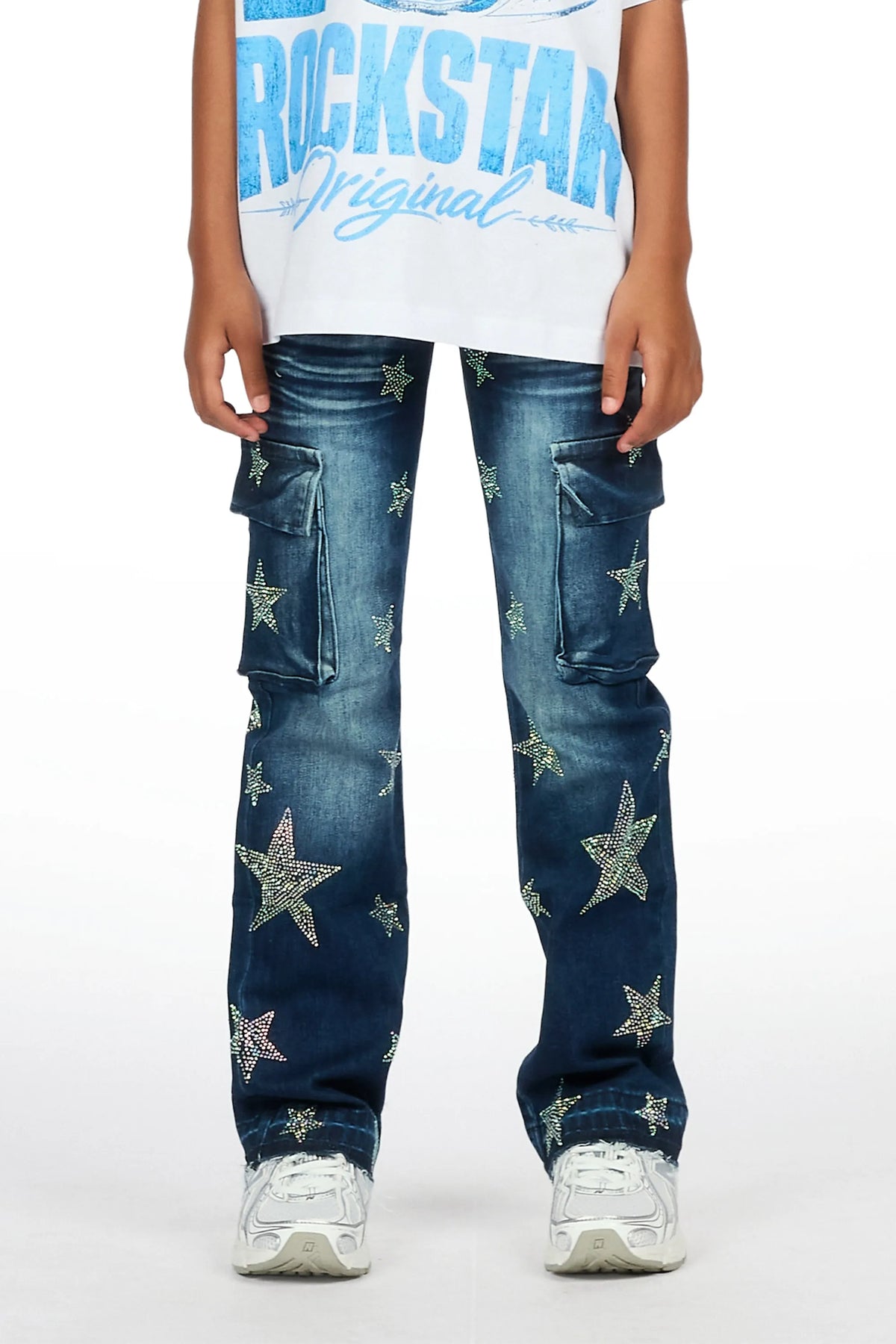 Girls Kendrica Dark Wash Rhinestone Stacked Jean