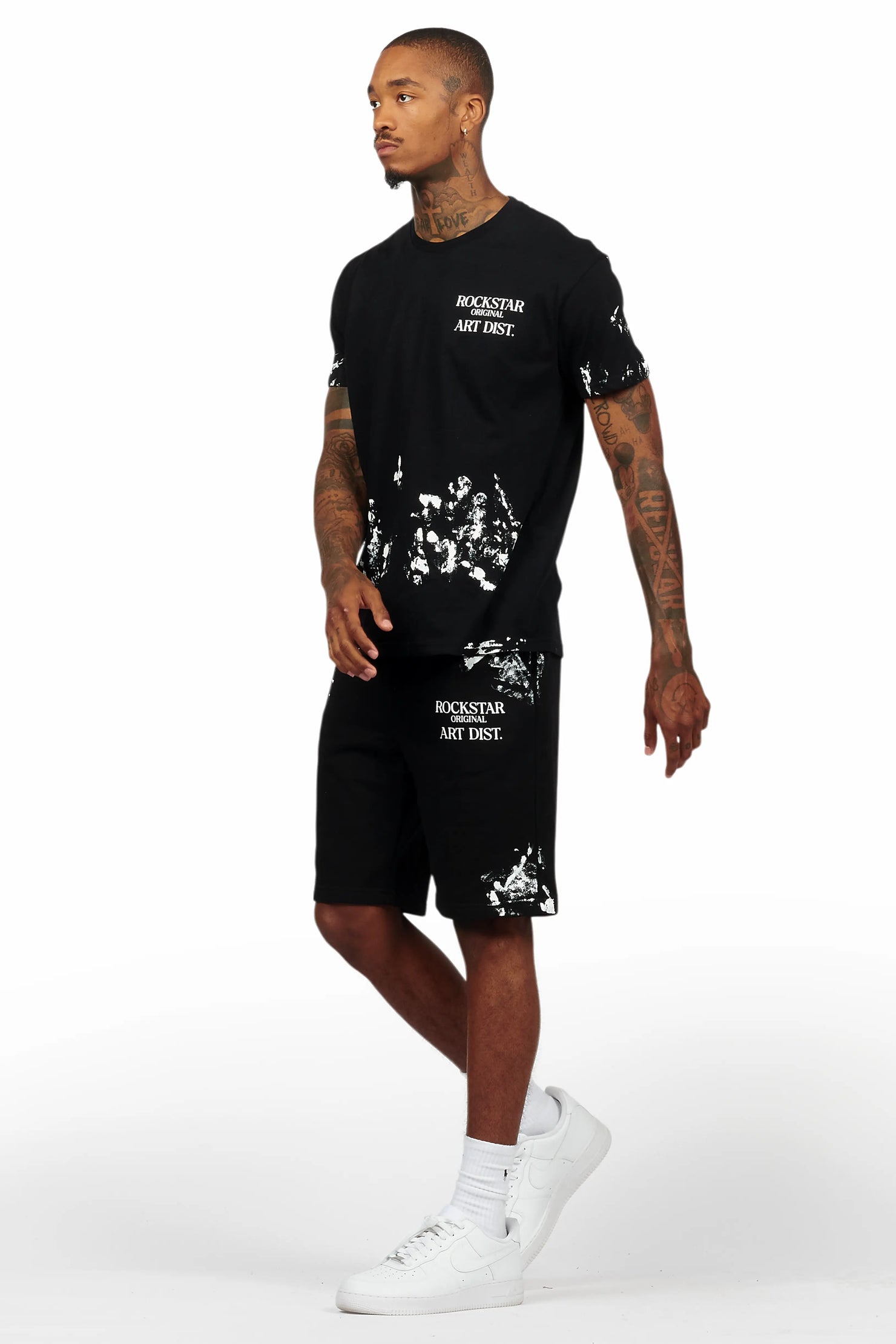 Filip Black Graphic T-Shirt Short Set