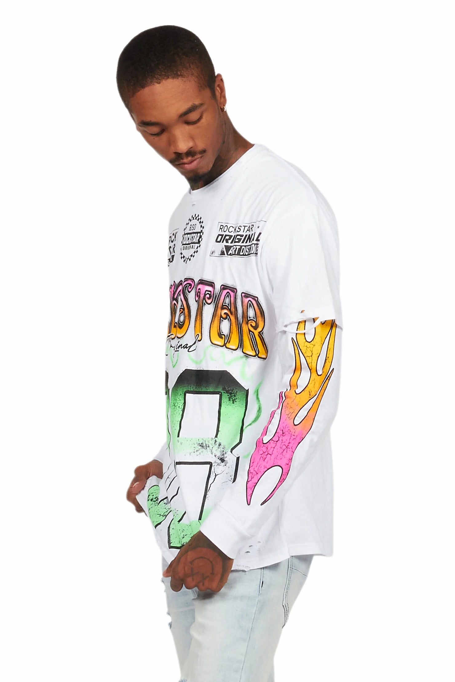 Quito White Double Layer Graphic T-Shirt