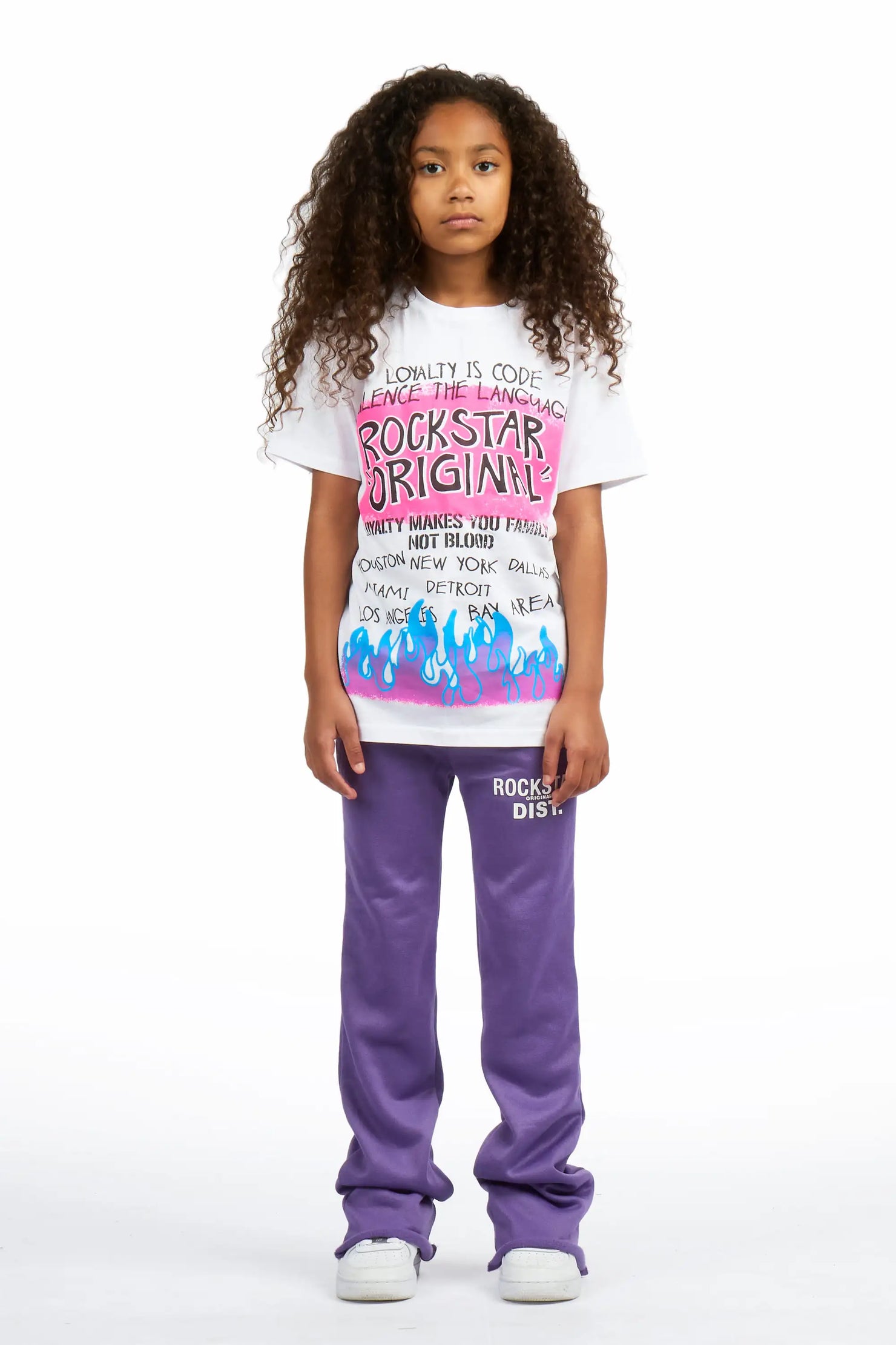 Girls Juliana Purple Stacked Flare Pant