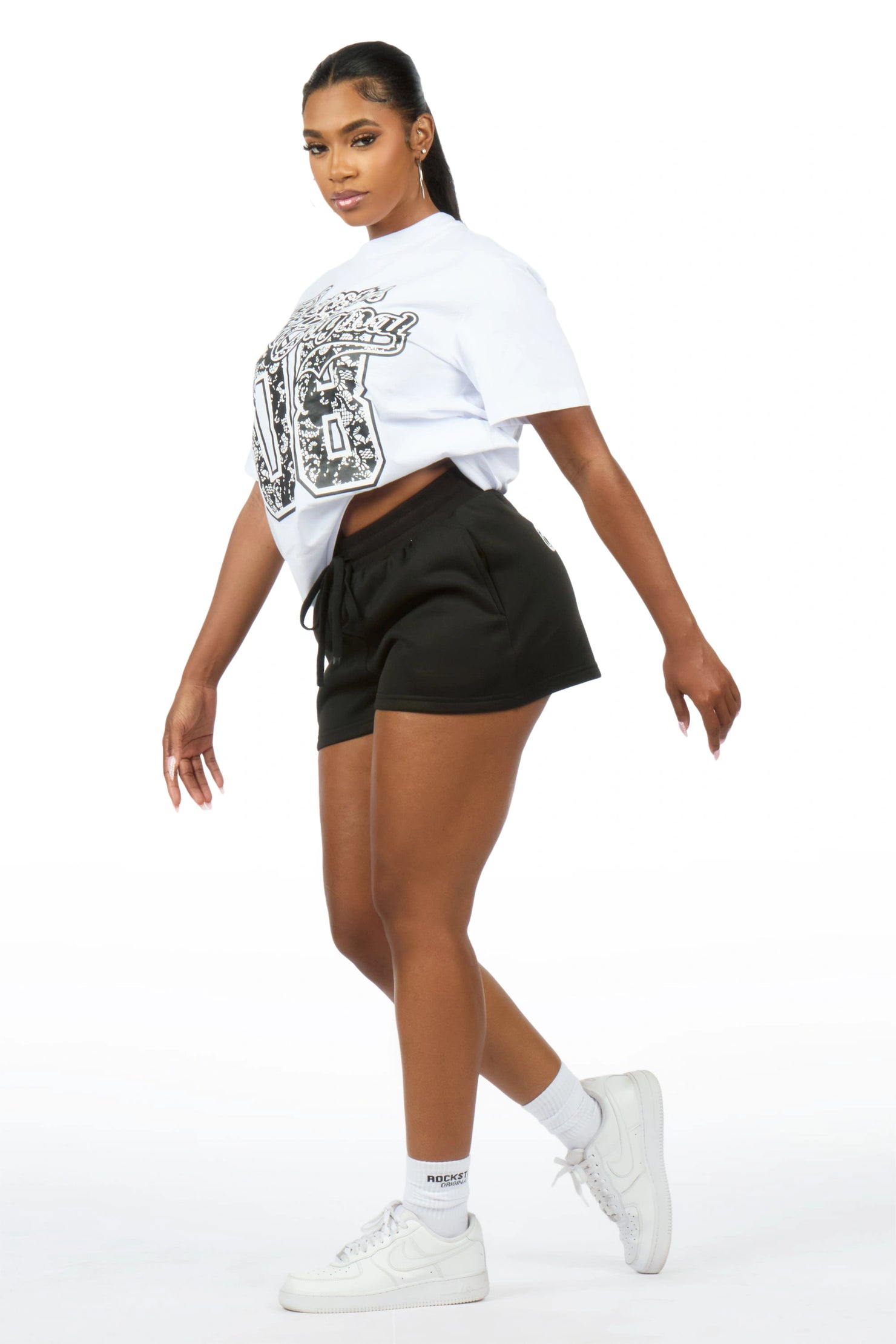 Alisa White/ Black T-Shirt Short Set