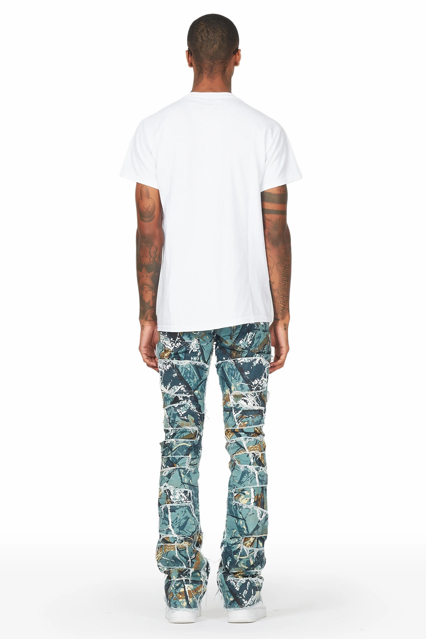 Shake Blue Tree Camo Stacked Flare Jean