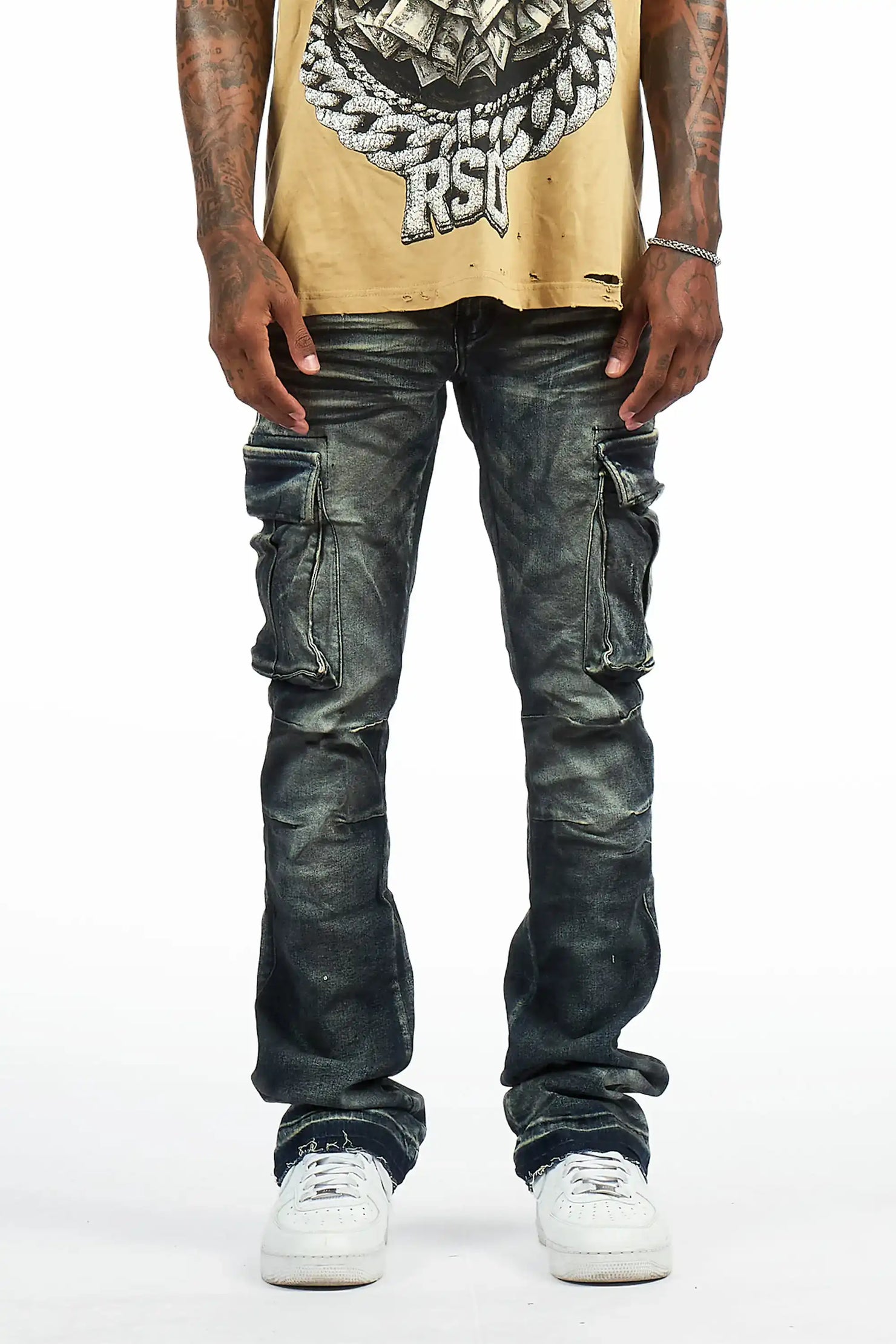 Cruz Dark Blue Stacked Fit Jean
