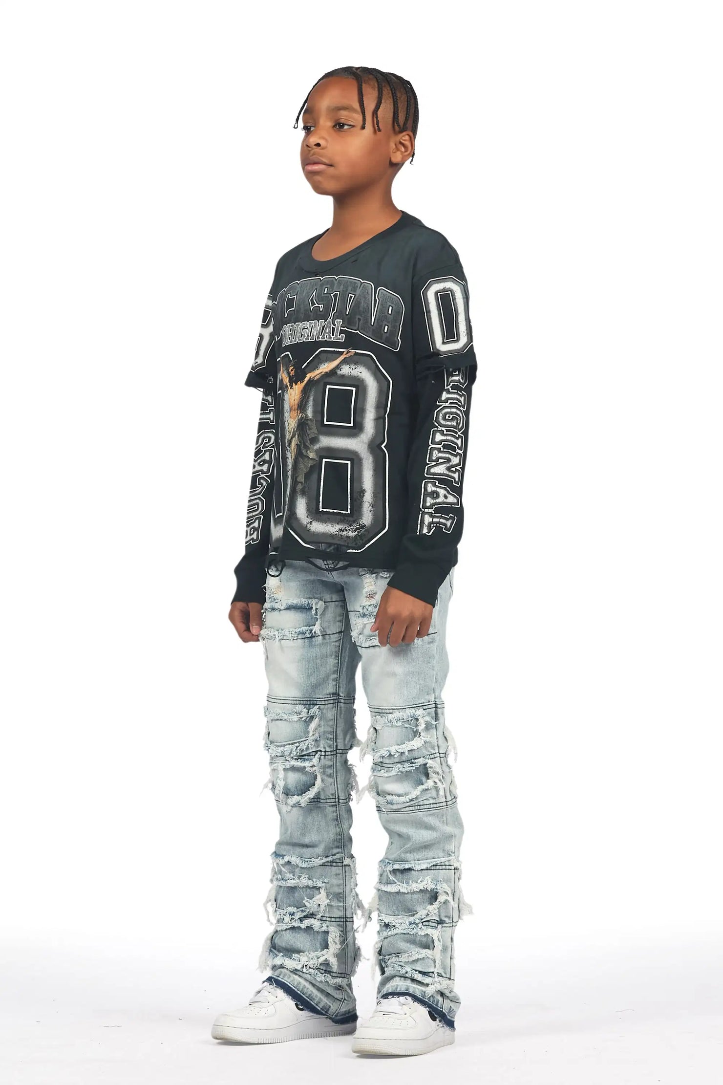 Boys Vasco Blue Stacked Flare Jean