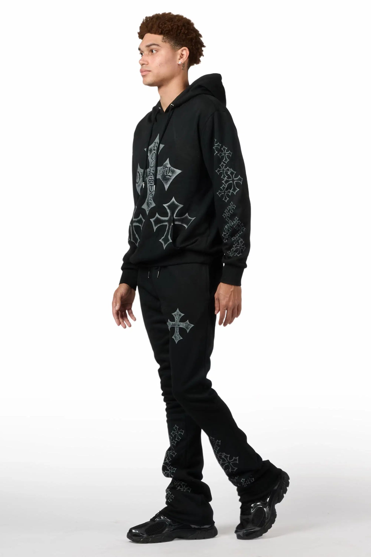 Marzion 2.0 Black/Grey Hoodie/Stacked Flare Track Set