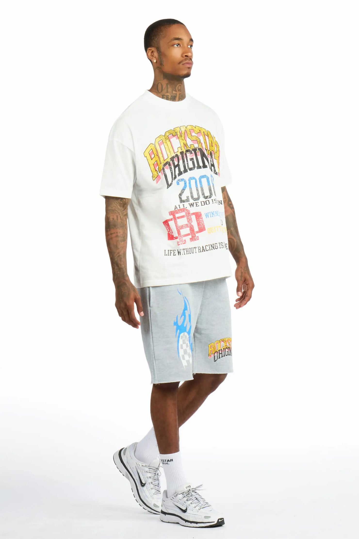Colorful Race White/Grey T-Shirt Short Set