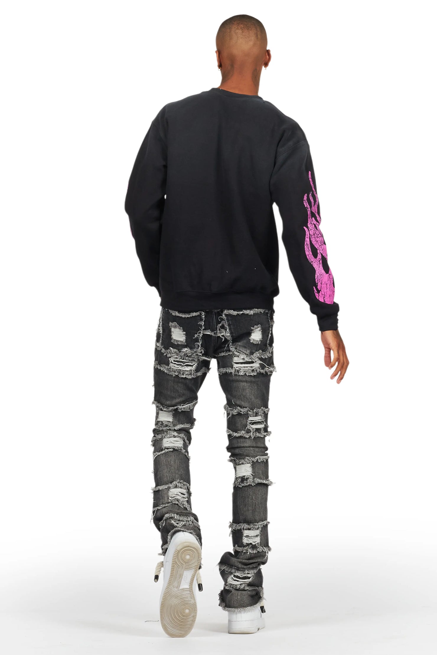 Sten Black Stacked Flare Jean