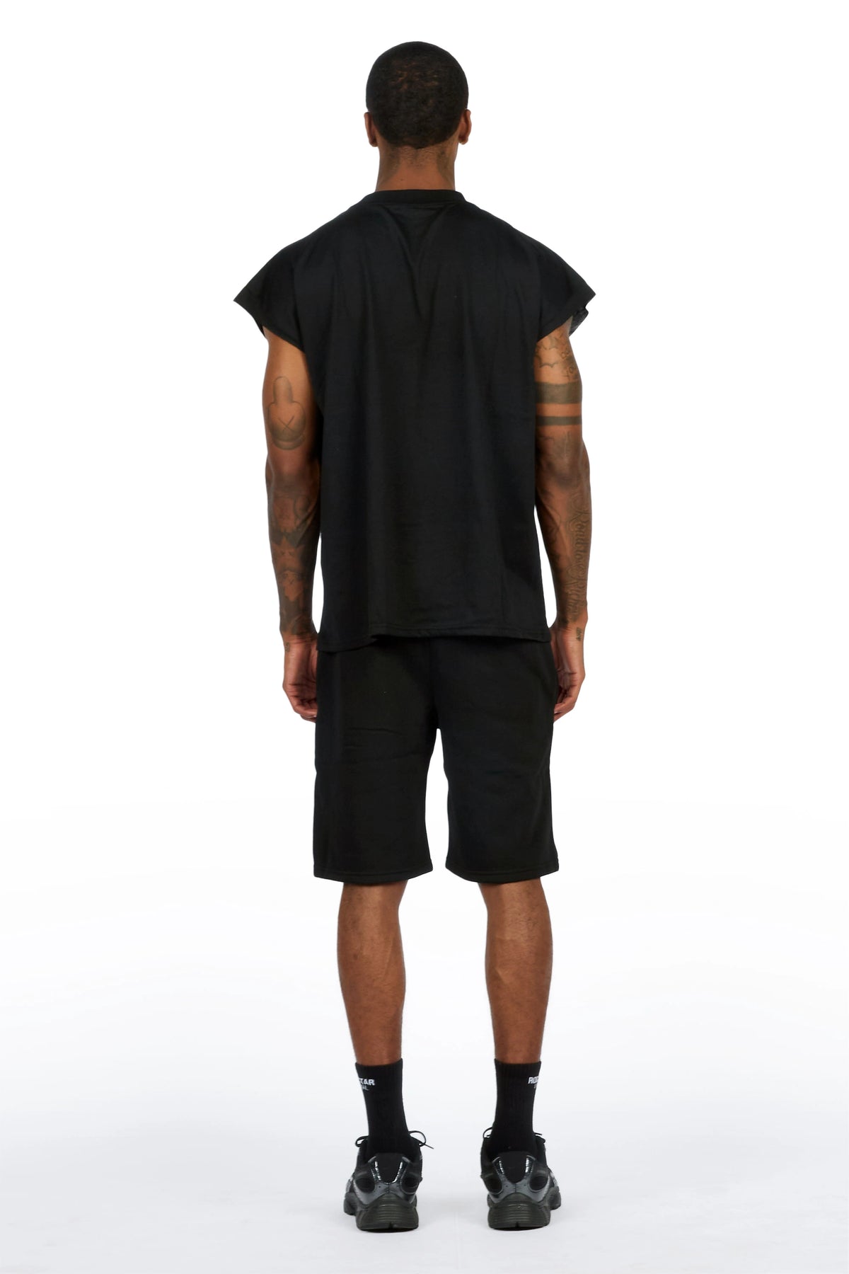 Fields Black Cut Sleeve T-Shirt Short Set