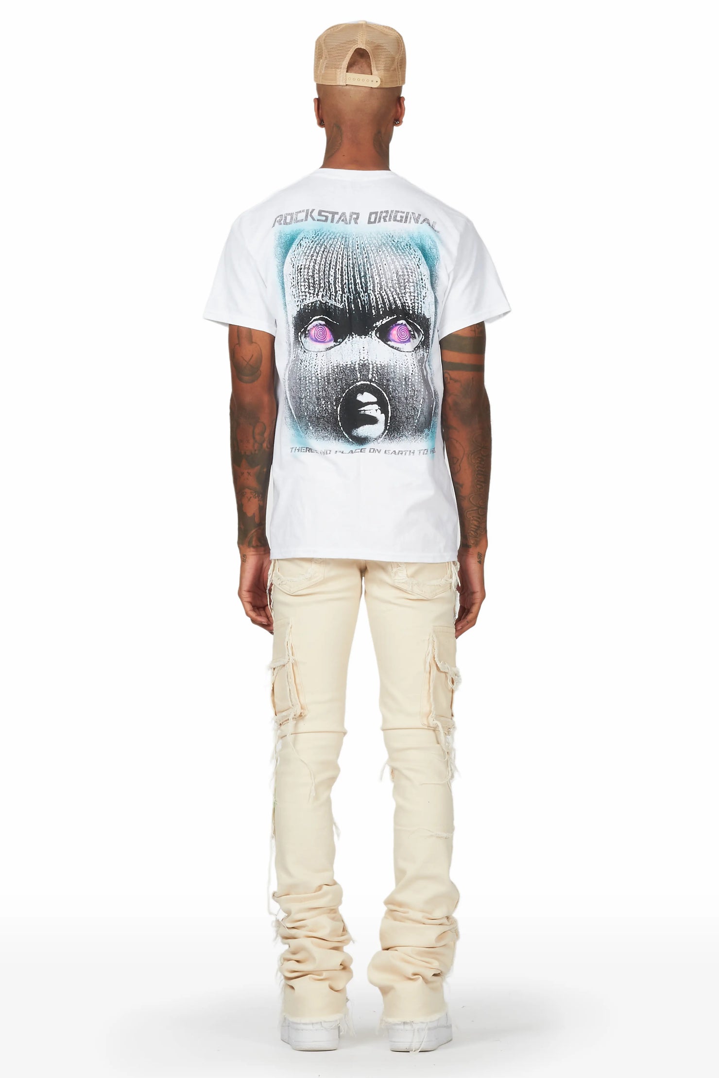 Micael Beige Painter Super Stacked Flare Jean