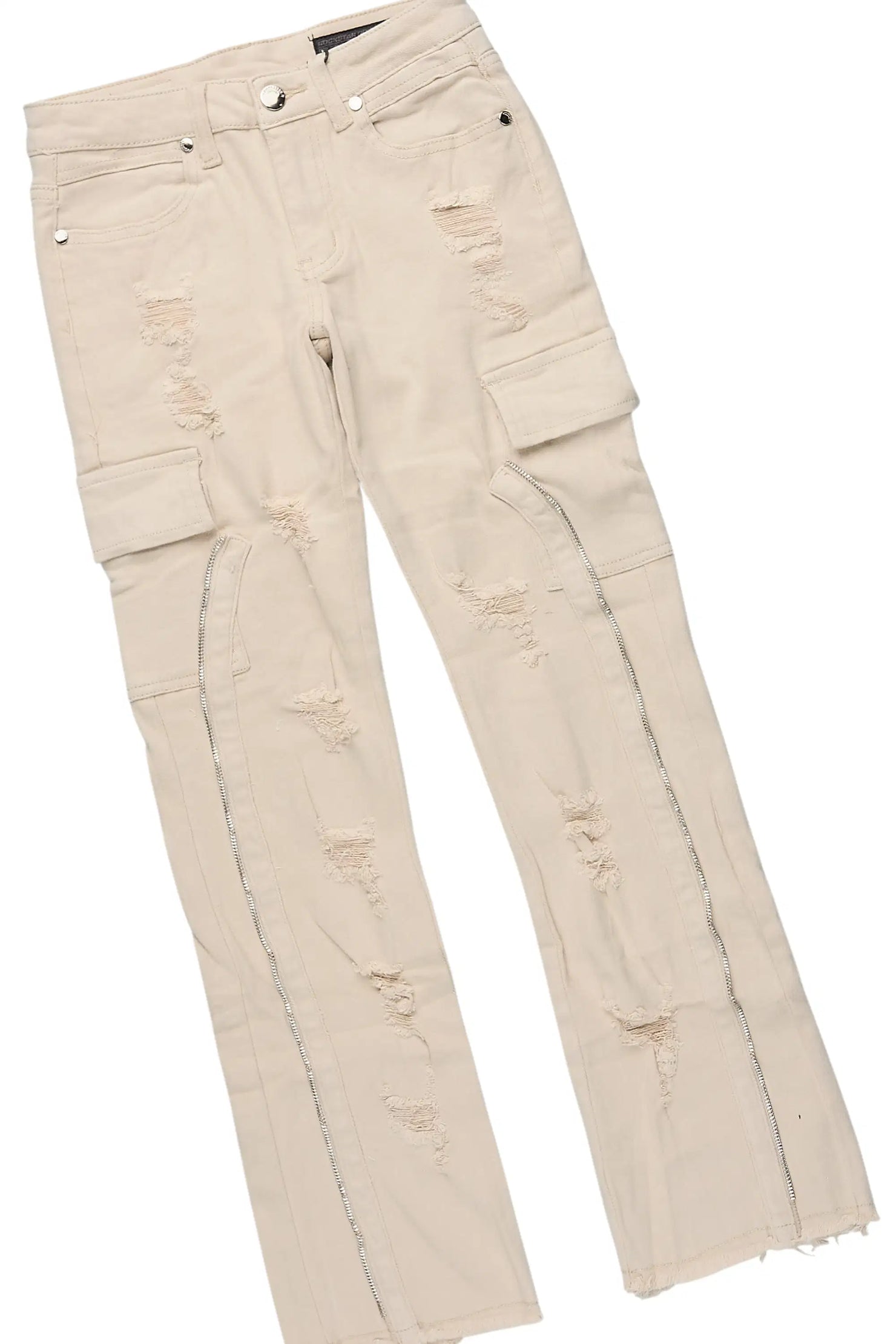 Boys Beau Beige Hoodie/Stacked Jean Set