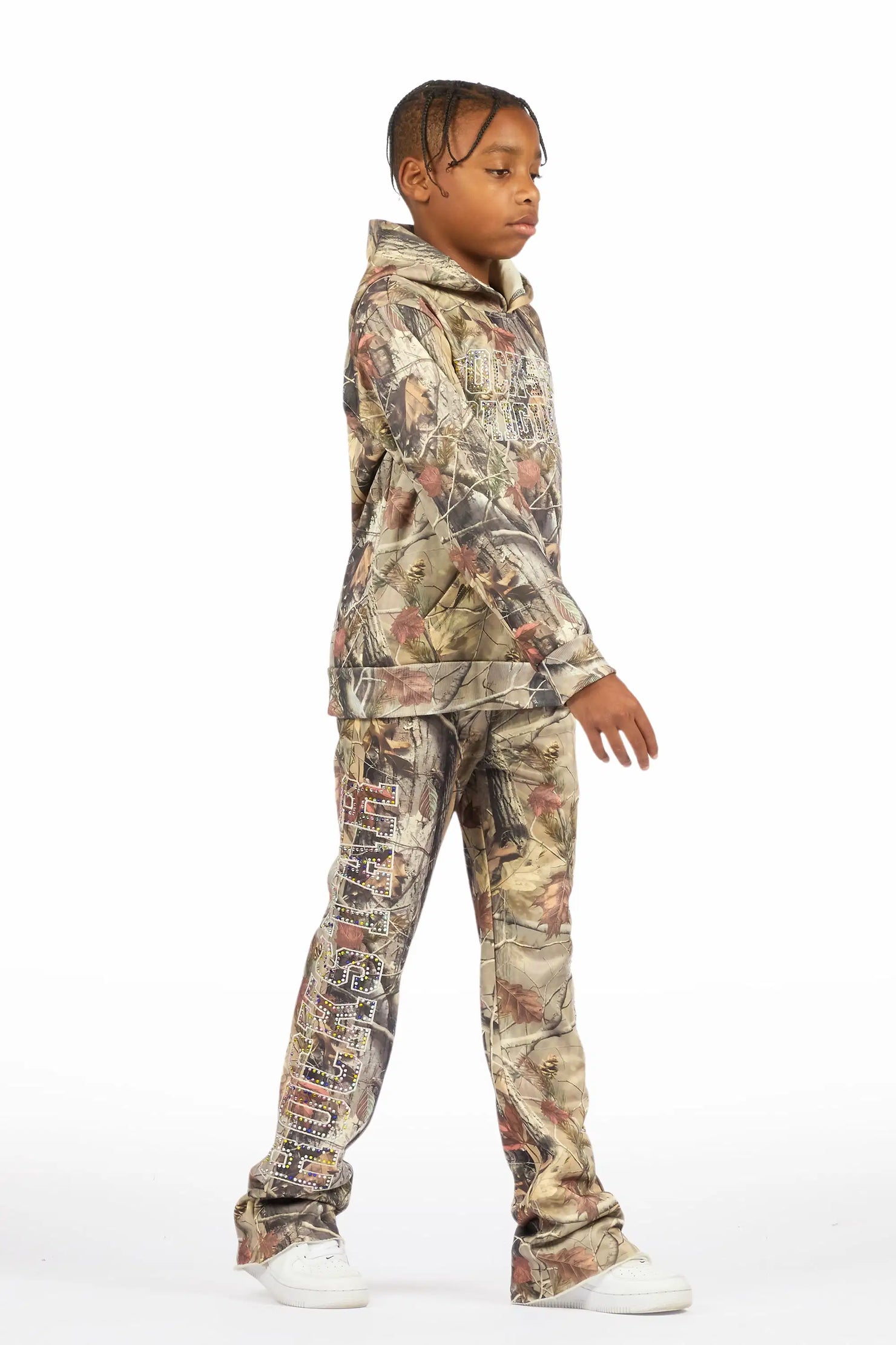 Boys Quianno Tree Camo Rhinestone Stacked Track Set
