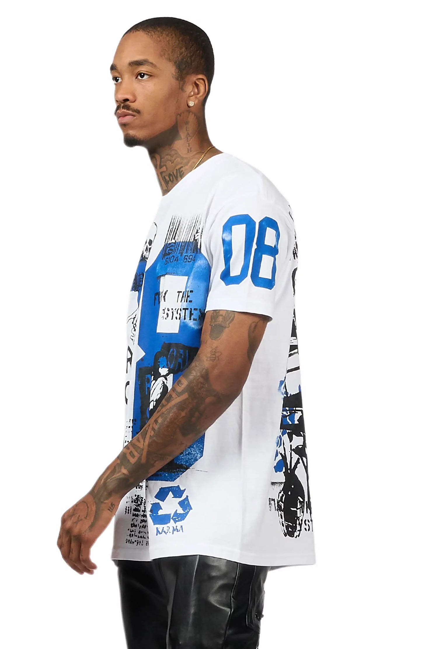 Grill 3.0 White/Blue Oversized Graphic T-Shirt