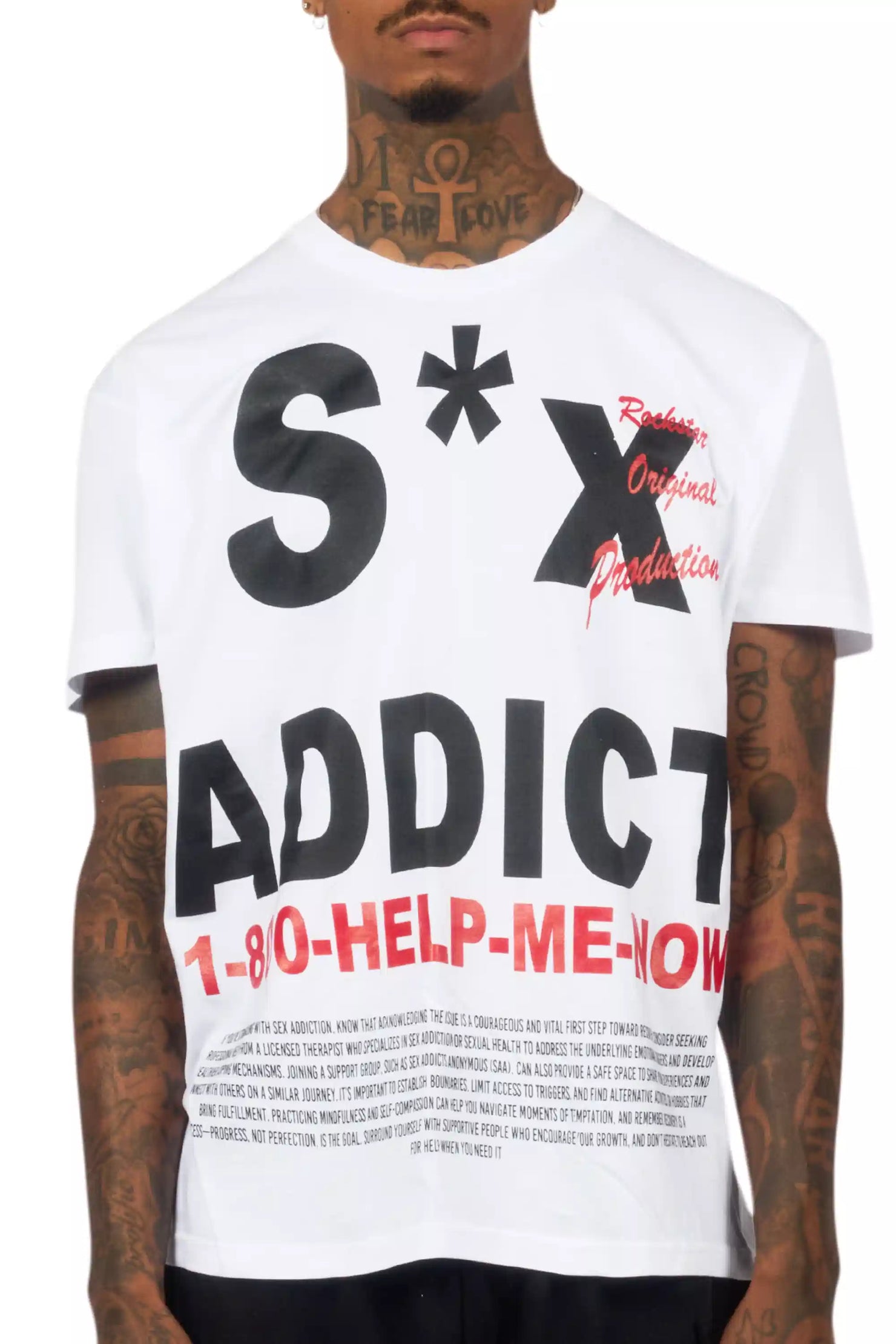 Addict White Graphic T-Shirt