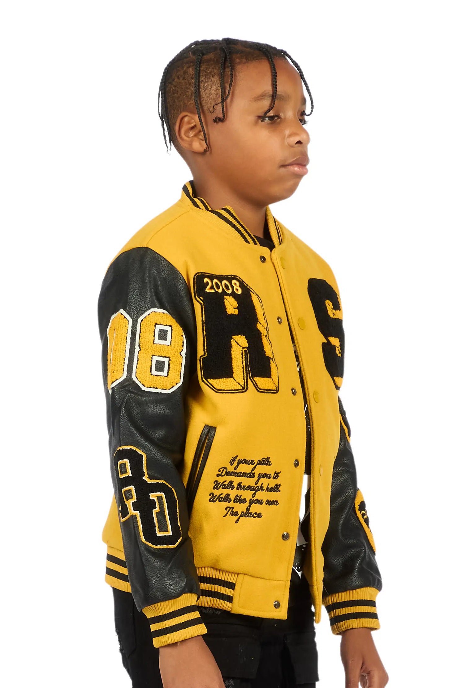 Boys Leslaw Yellow/Black Varsity Jacket