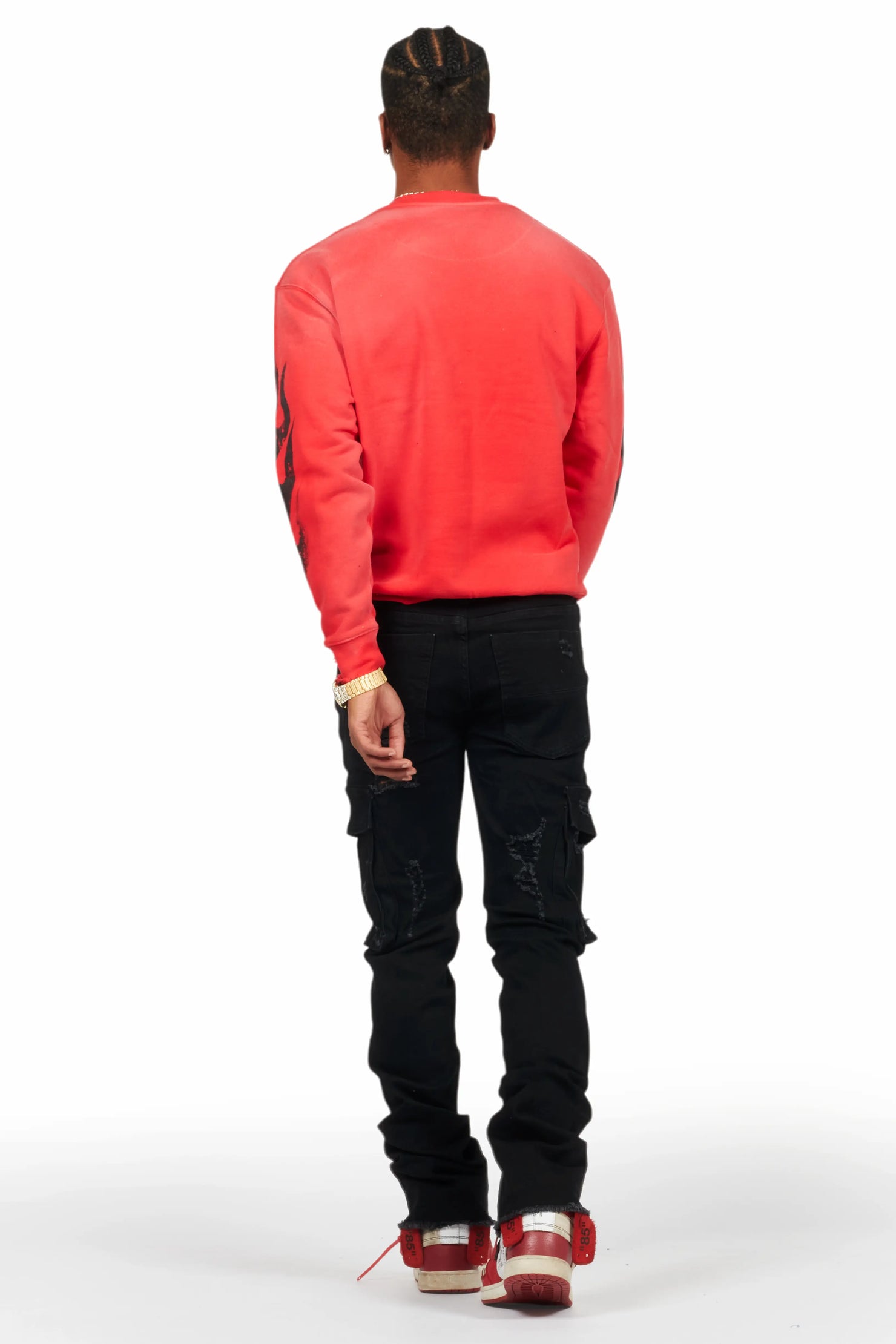 Adalee Black Cargo Stacked Flare Jean