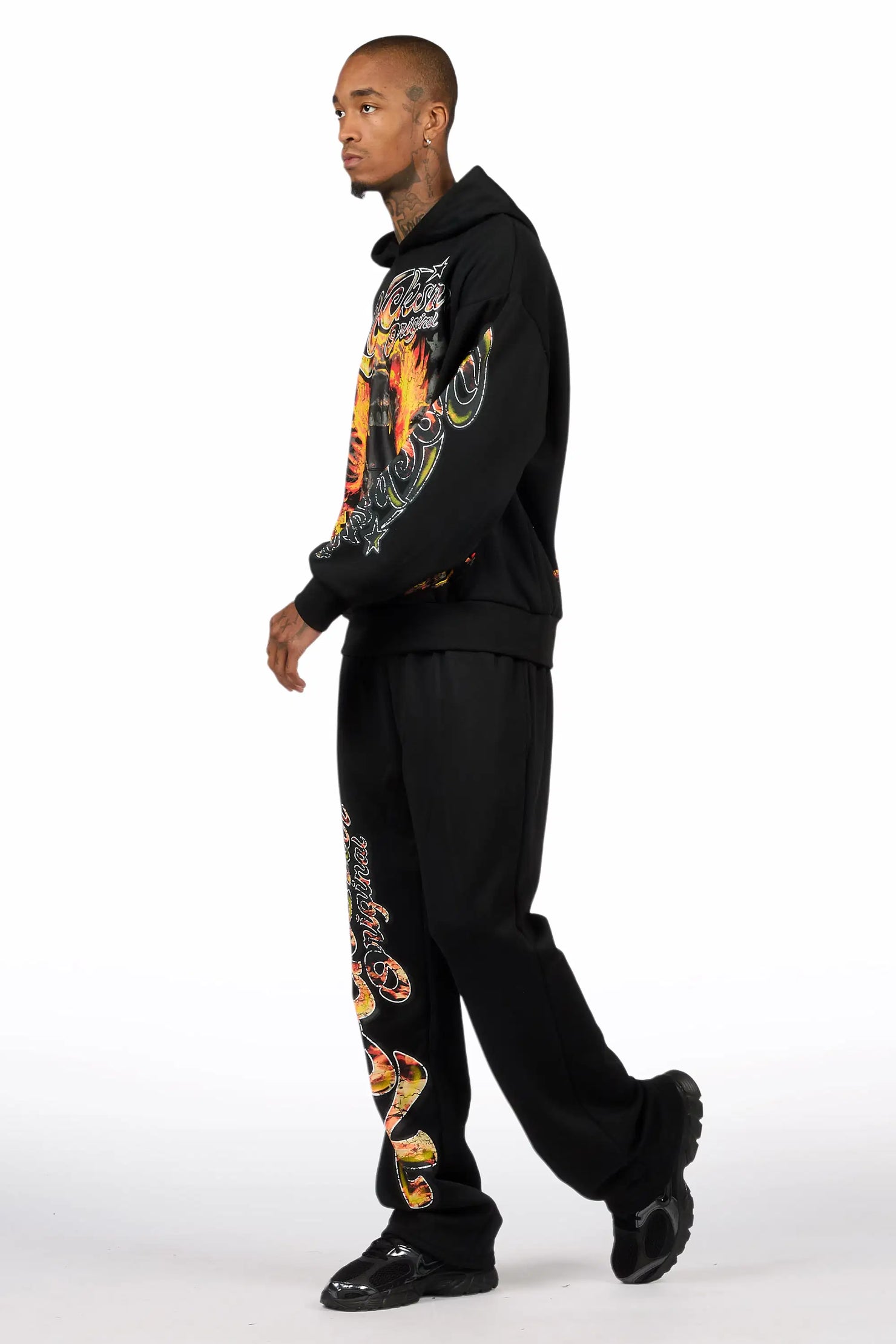 Flamer Black Hoodie/Baggy Pant Track Set