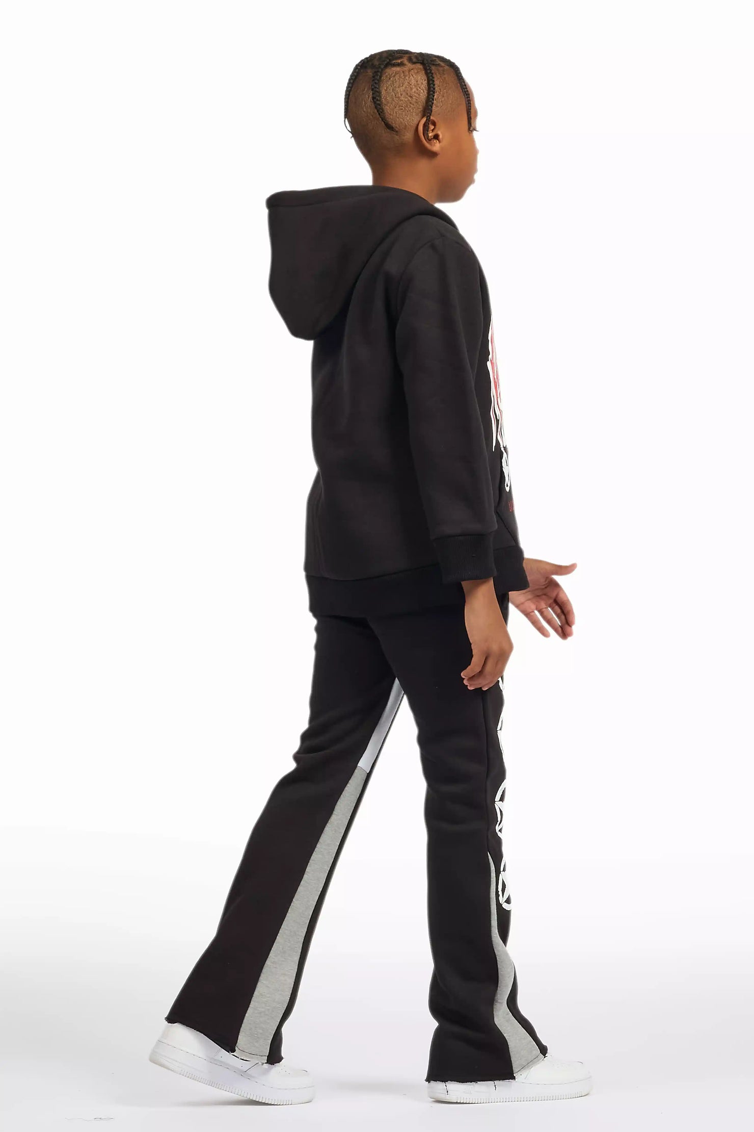 Boys Wizzurd Black/Grey Stacked Flare Track Set