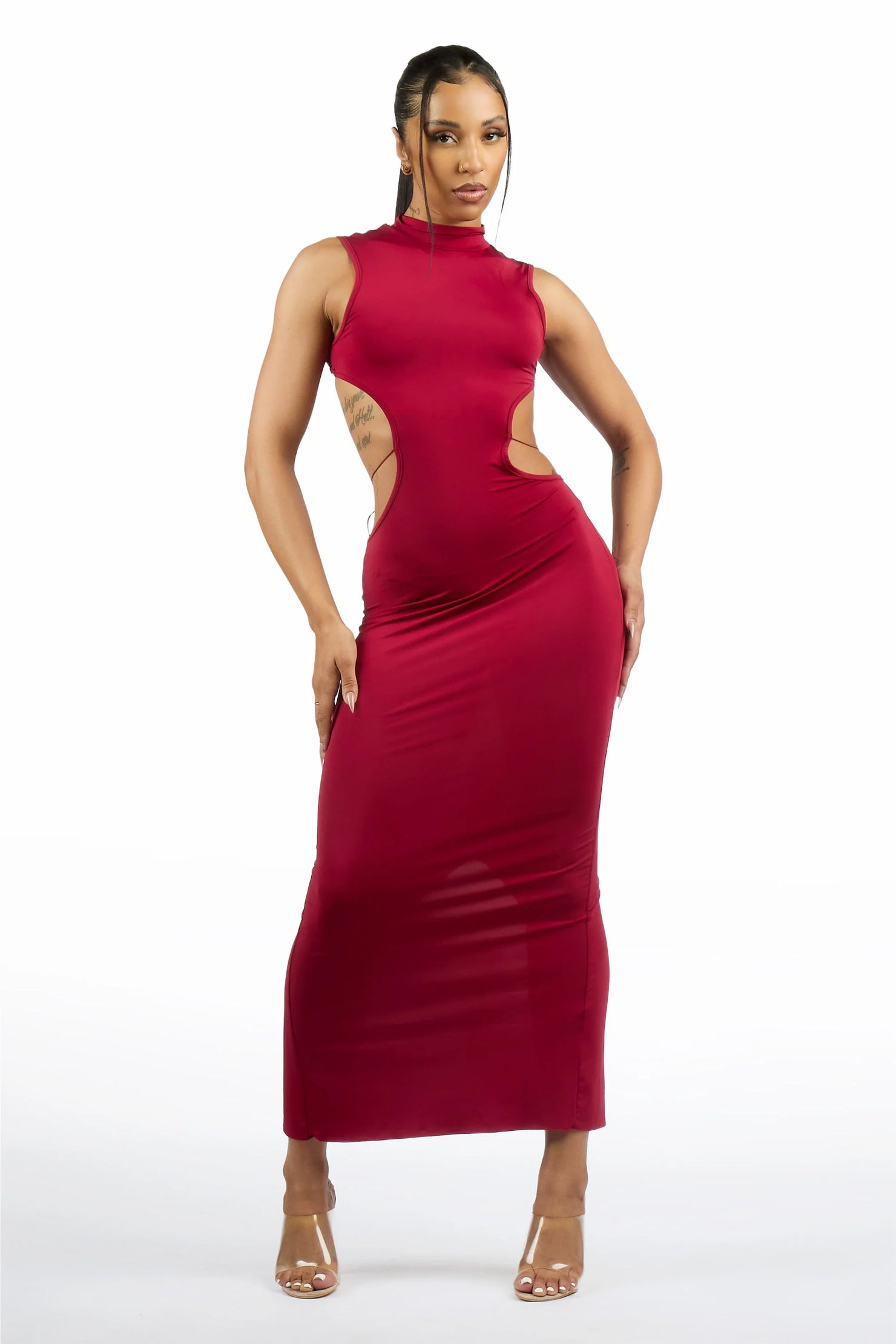 Lo-Fly Butterfly Back Burgundy Maxi Dress