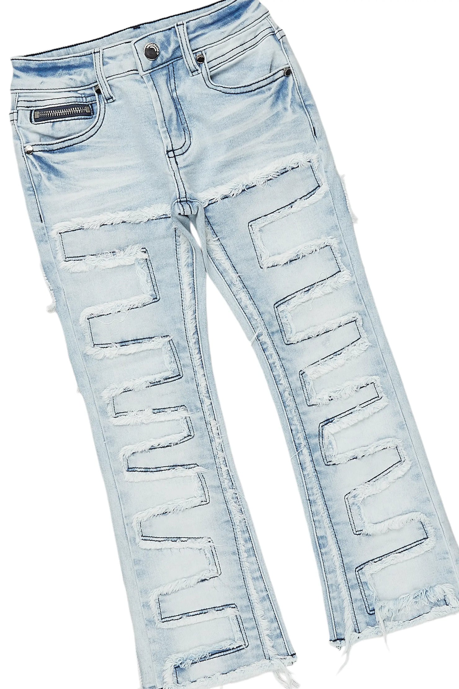 Boys Aiden Royal Blue Hoodie/Stacked Flare Jean Set