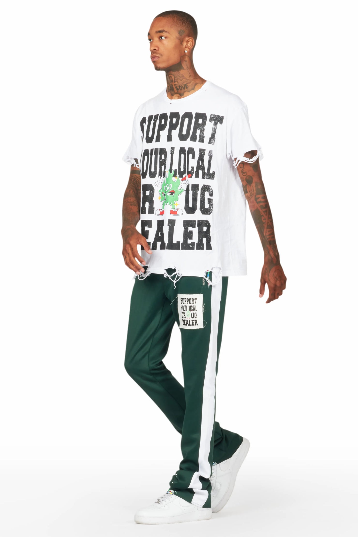 Tarl White/Green T-Shirt/Stacked Flare Track Set