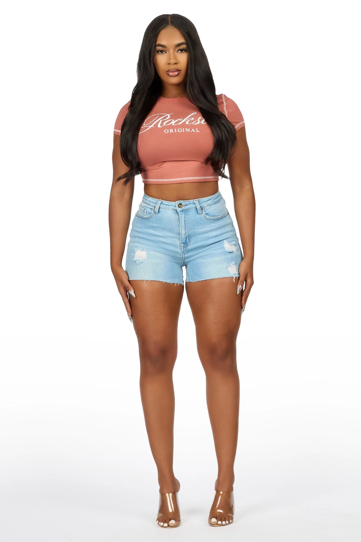 Shawntae Light Wash Distressed Denim Short
