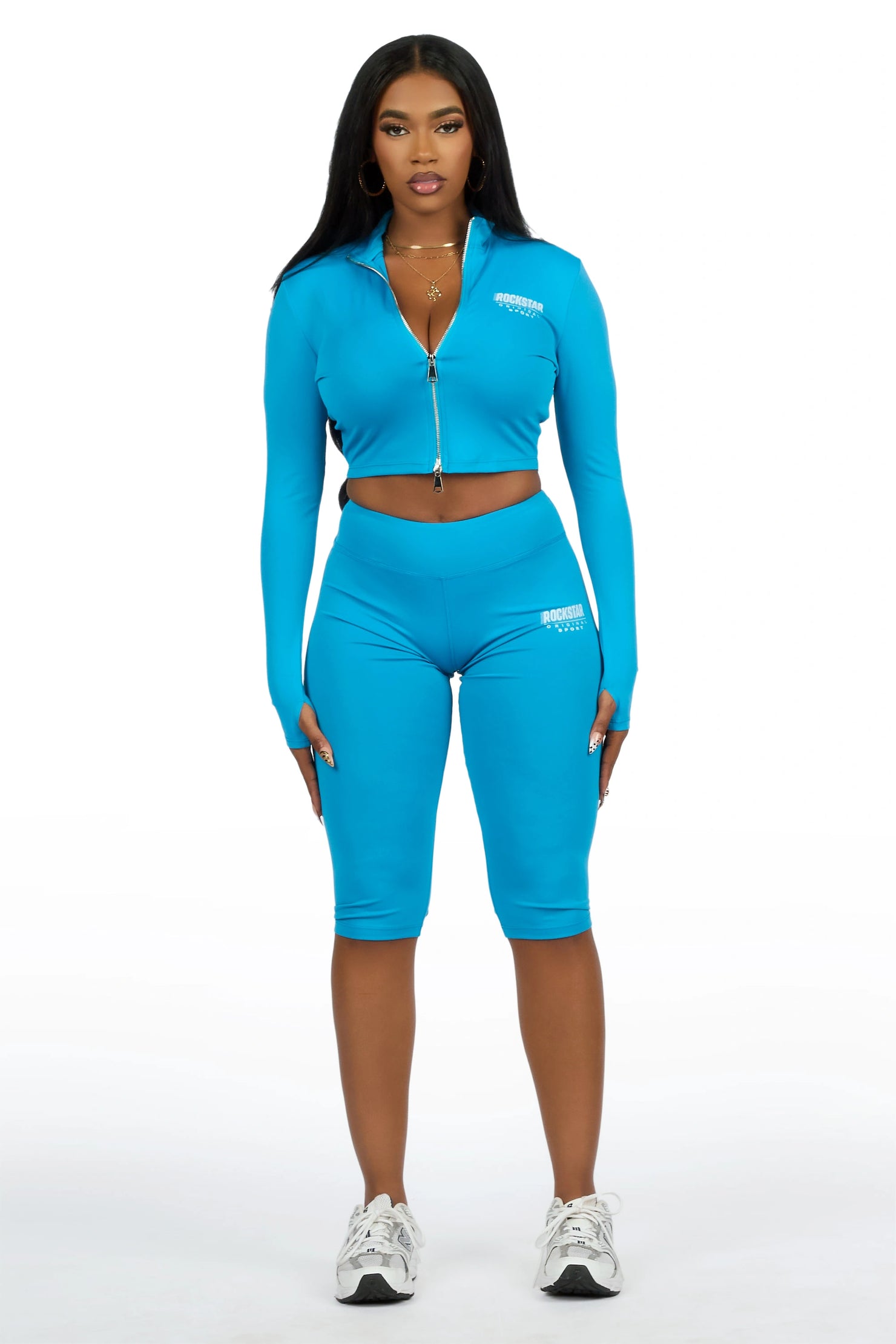 Annalisha Blue Capri Active Set