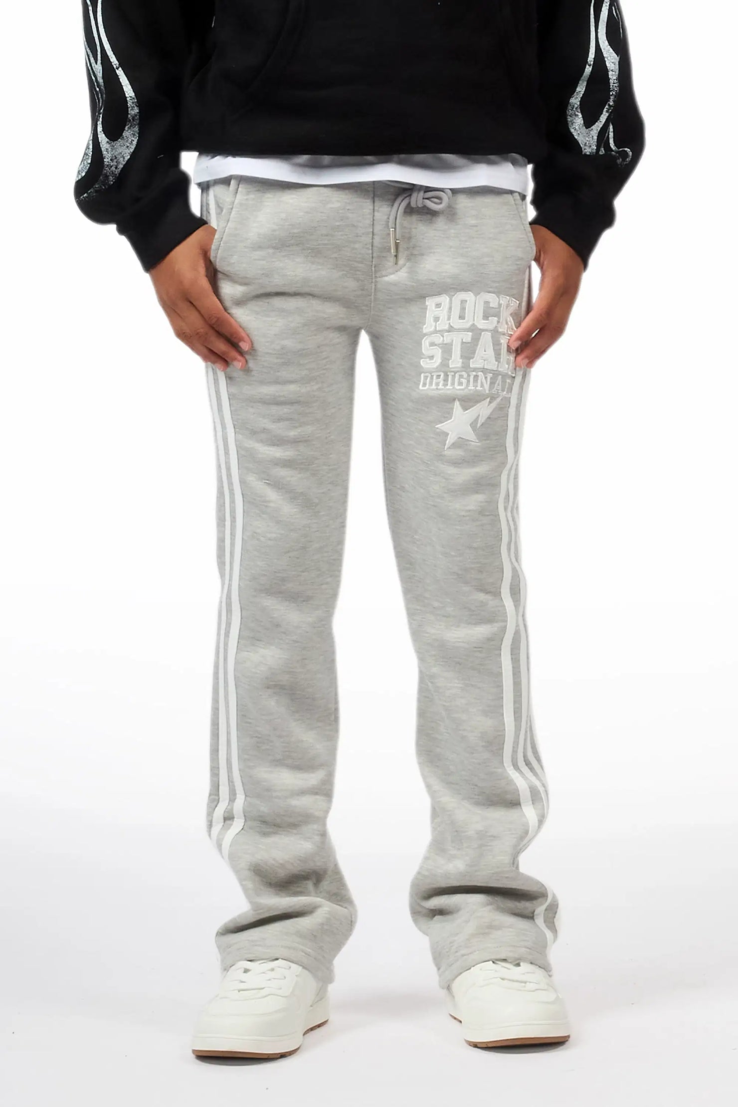 Boys Gerrit Grey Stacked Baggy Track Pant
