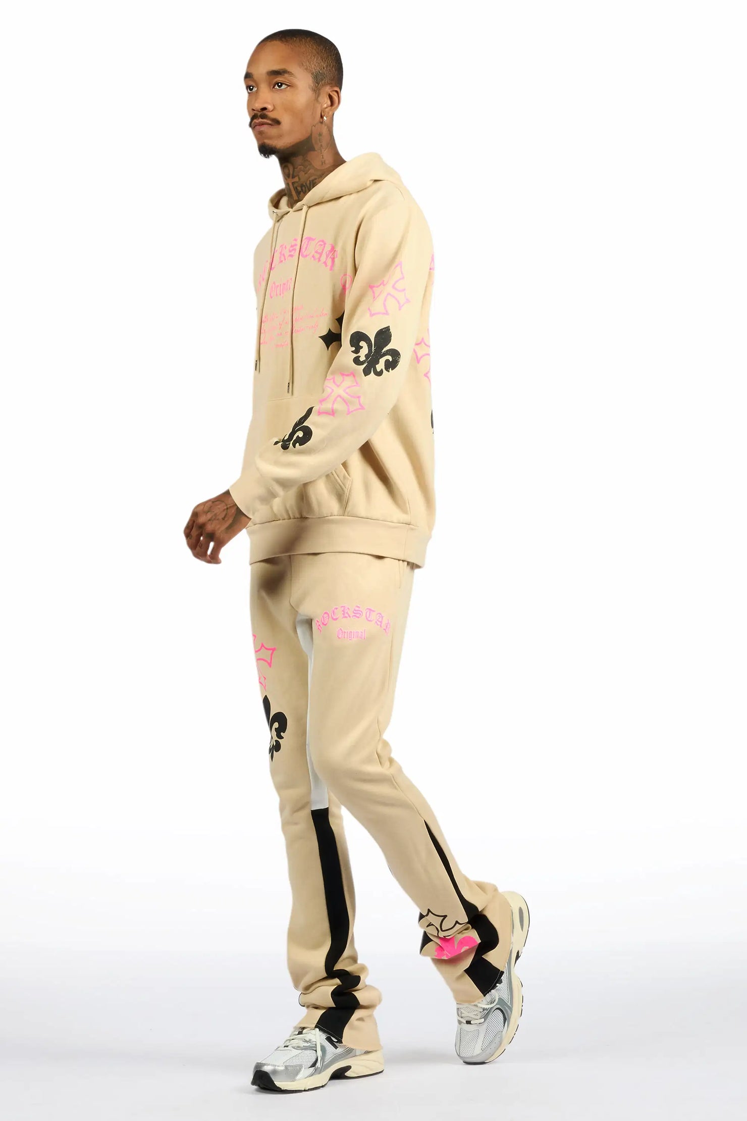 Tieran Beige/Multi Hoodie/Stacked Flare Track Set
