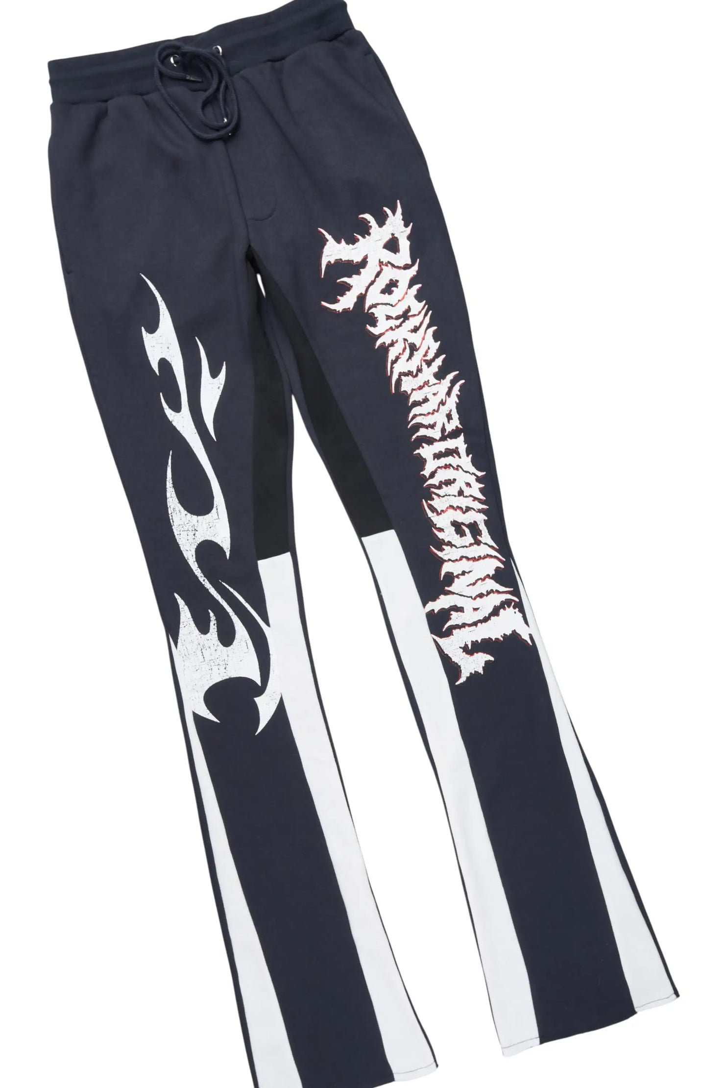Deathrow Navy Hoodie/Stacked Track Pant Set