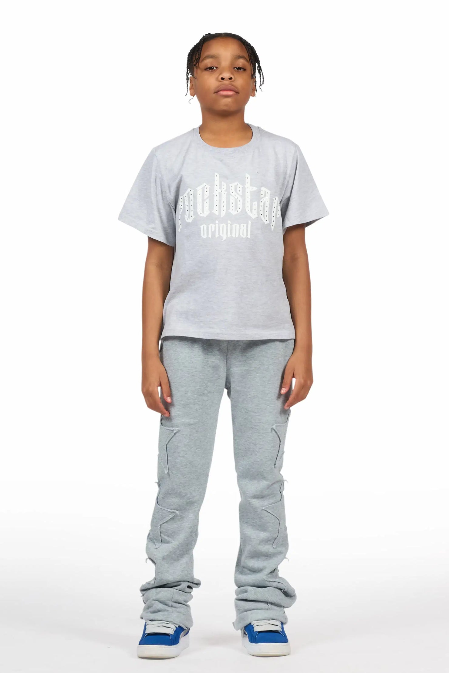 Boys Sinayah Grey Baggy Track Pant
