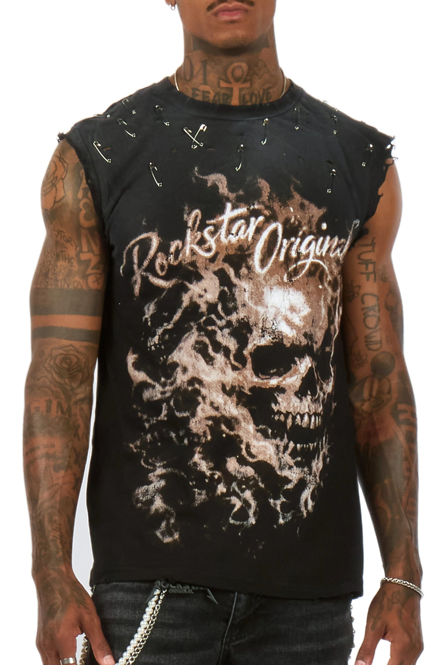Tangie Black Oversized Cut Off T-Shirt