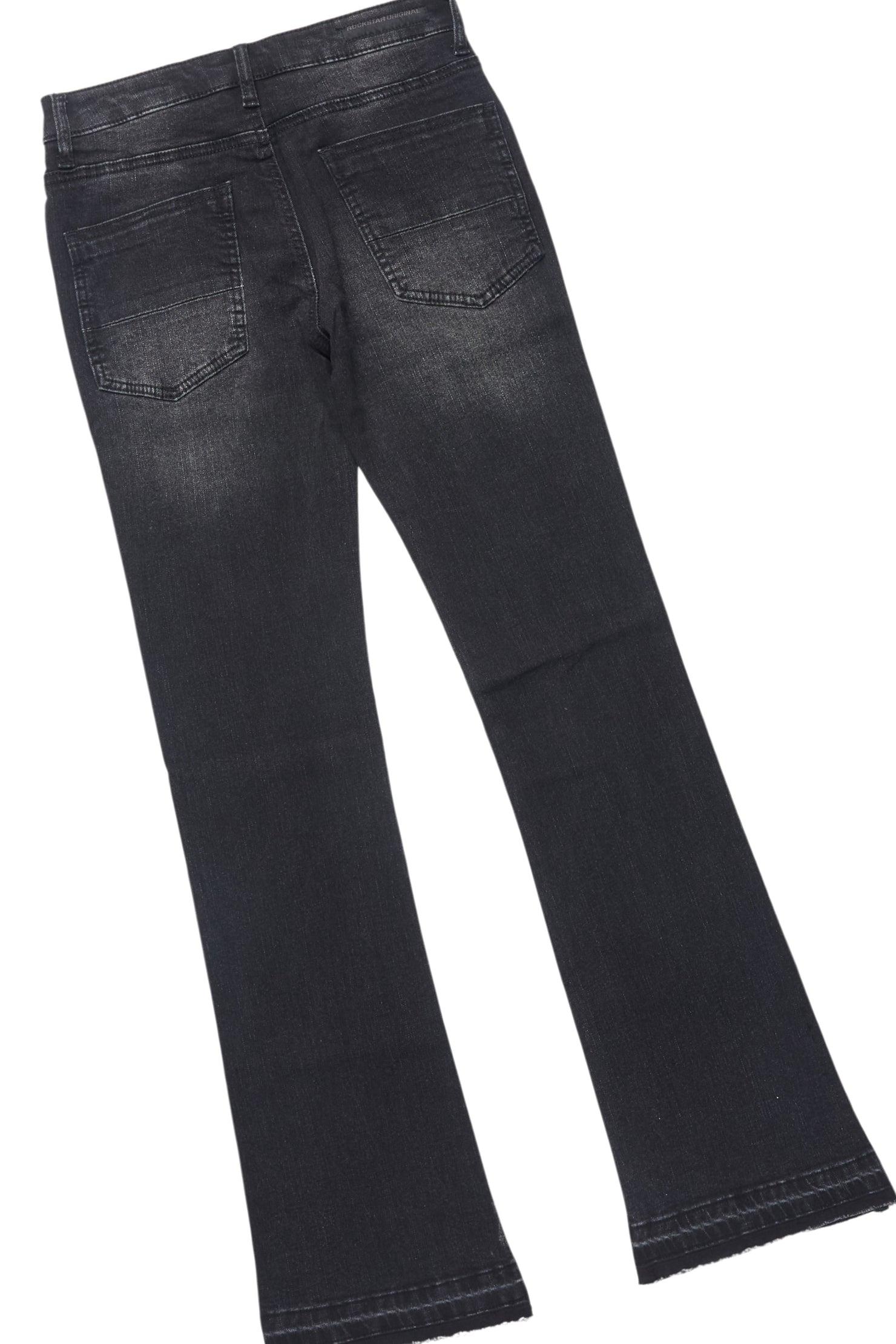 Boys Lake Black/Beige T-Shirt/Dag Dark Grey Stacked Flare Jean Set