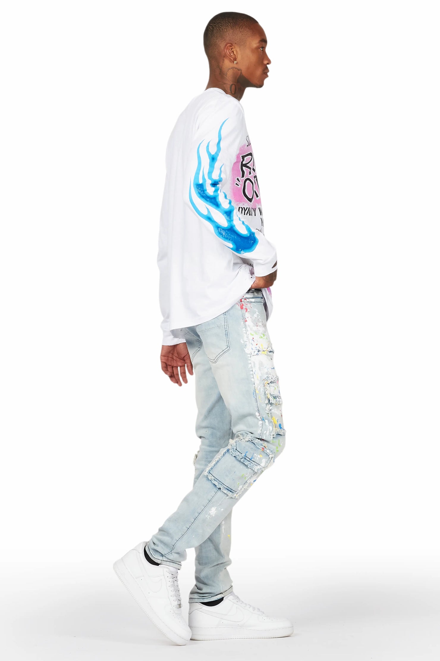 Eben Blue Painter Skinny Fit Cargo Jean