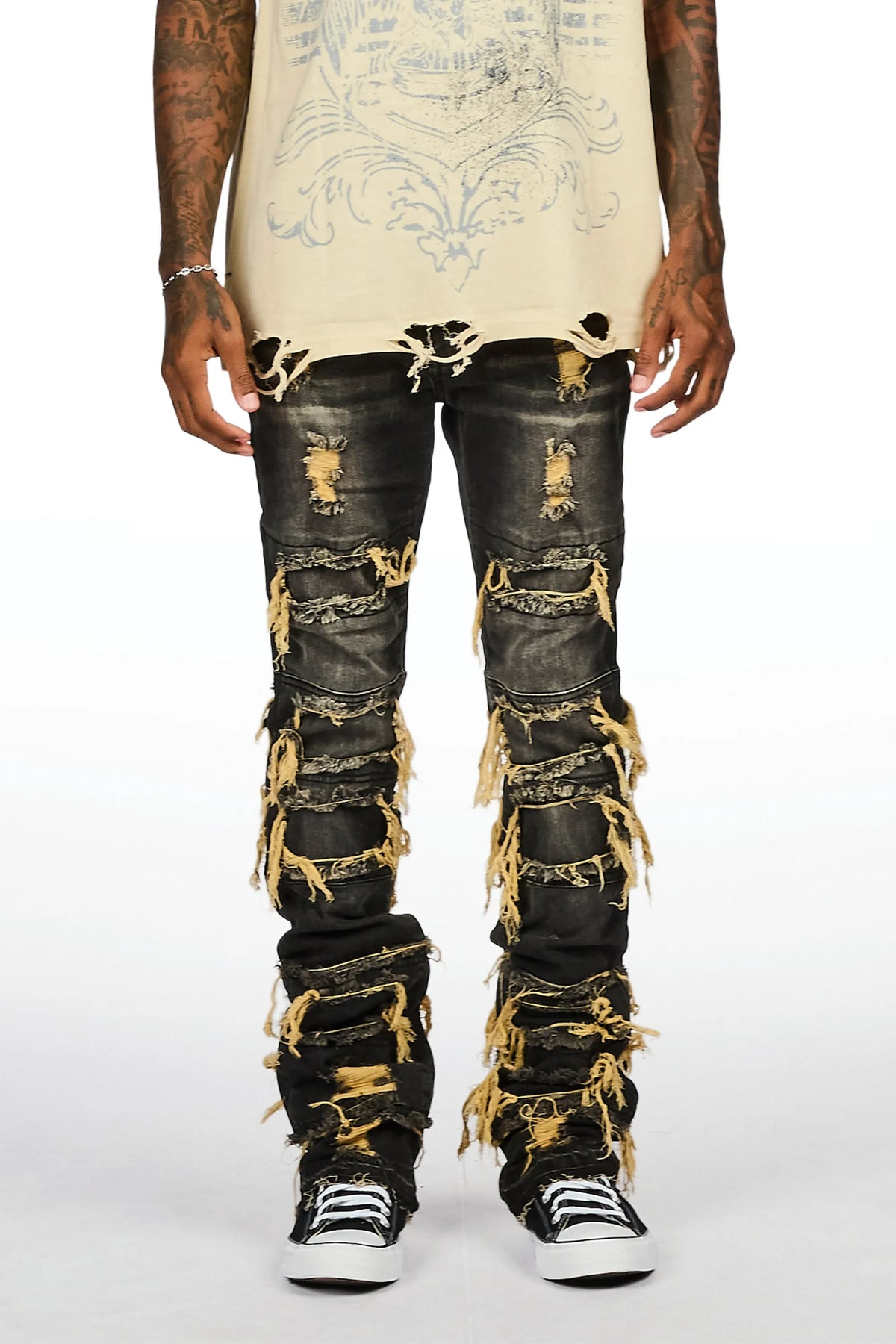 Vasco Tint Grey Stacked Flare Jean