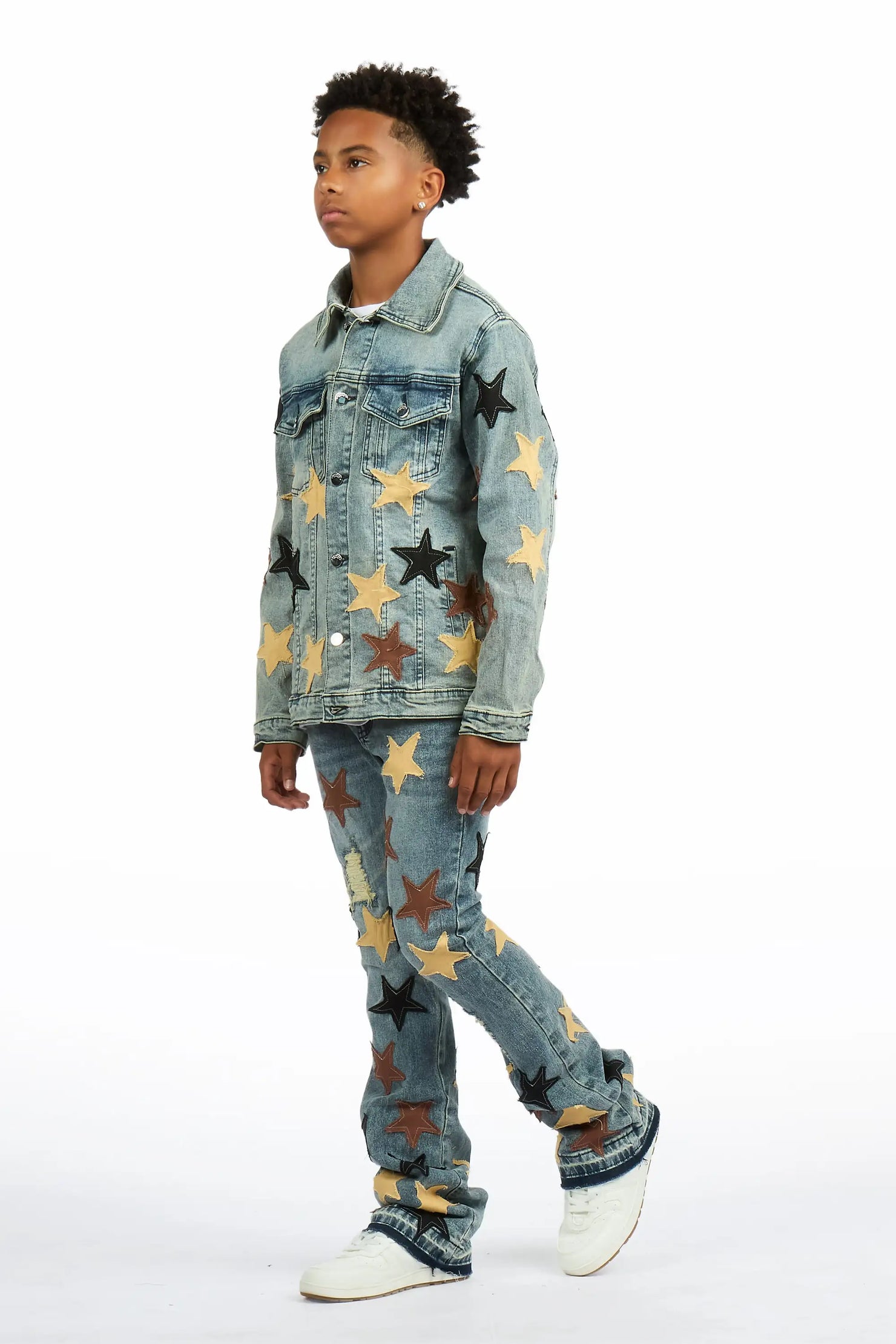 Boys Starlane Tint Denim Jacket & Stacked Jean Set