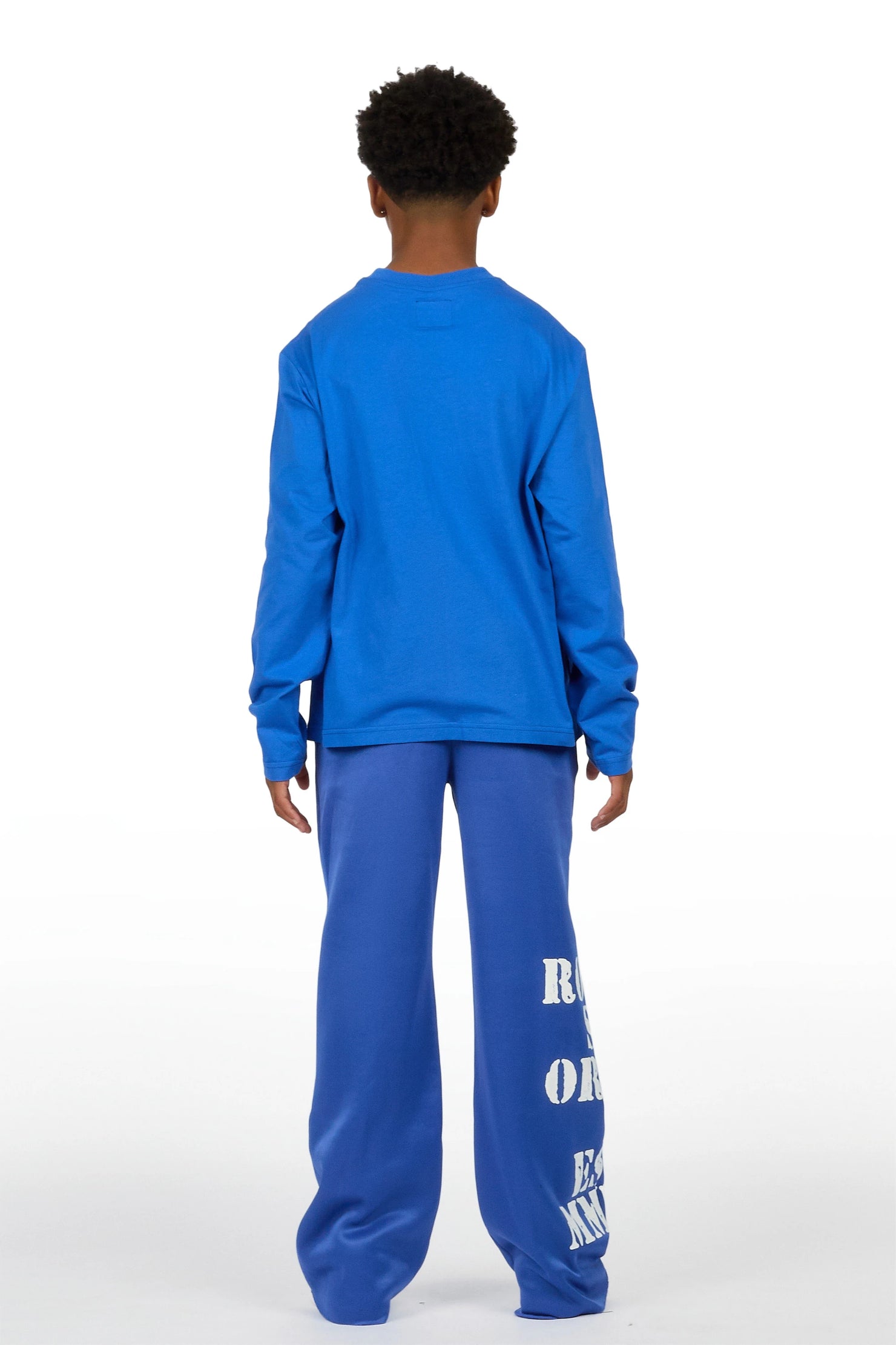 Boys Borya Royal/Yellow Long Sleeve T-Shirt Track Set
