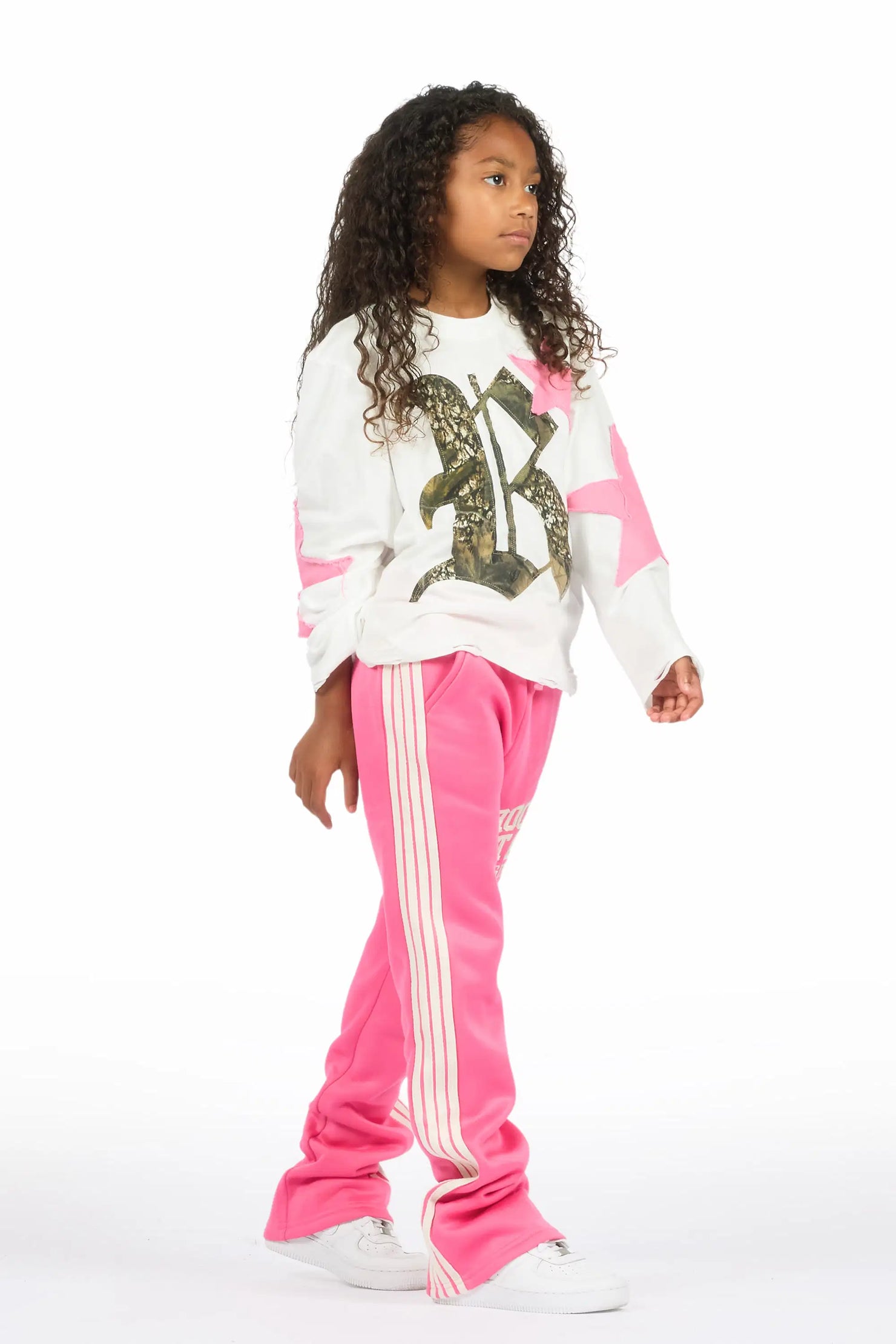 Girls Briana Hot Pink Stacked Flare Pant