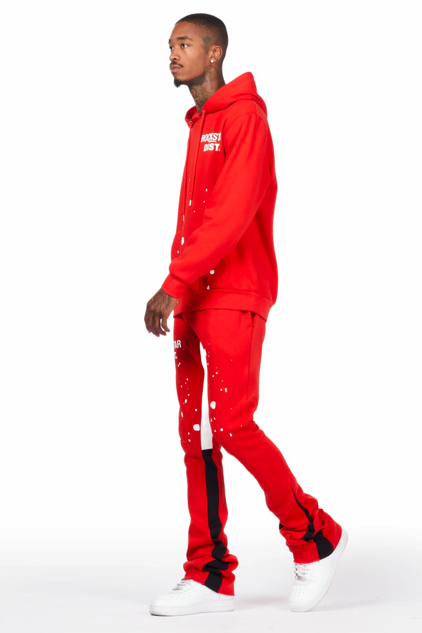 Raffer Red Hoodie/Super Stacked Flare Pant Set