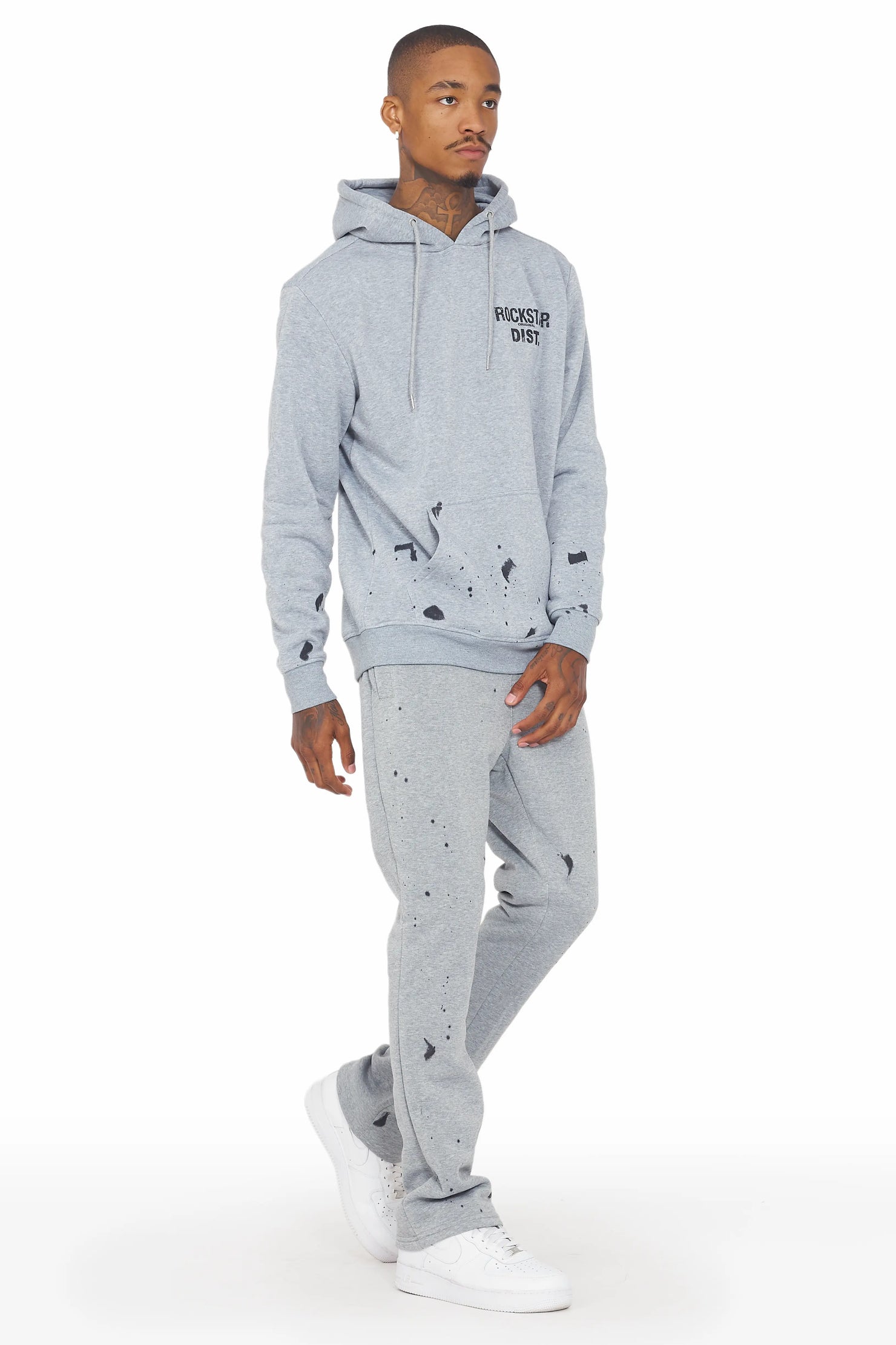 Raffer Grey Hoodie/Stacked Flare Track Set