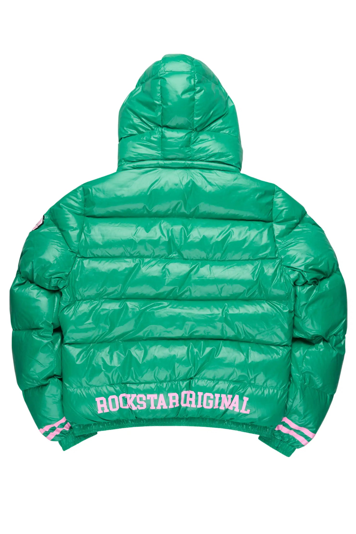Kymberly Green/Pink Varsity Puffer Jacket
