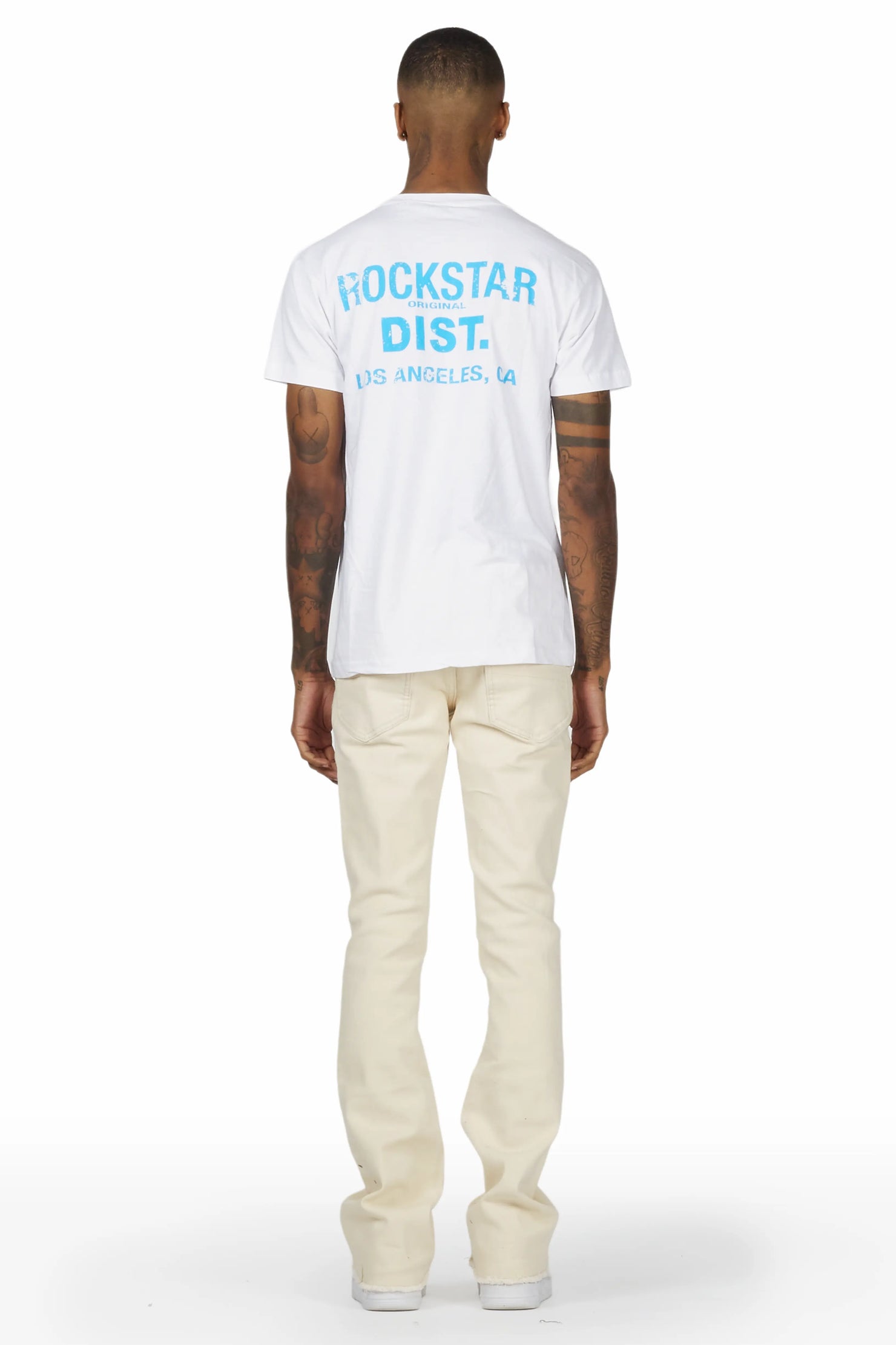 Rebel Beige Stacked Flare Jean