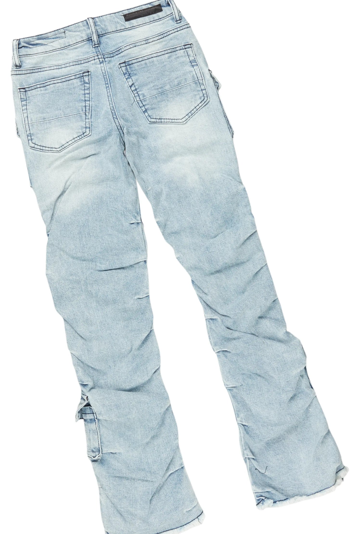 Girls Karasi Grey/Blue Hoodie/Stacked Flare Jean Set