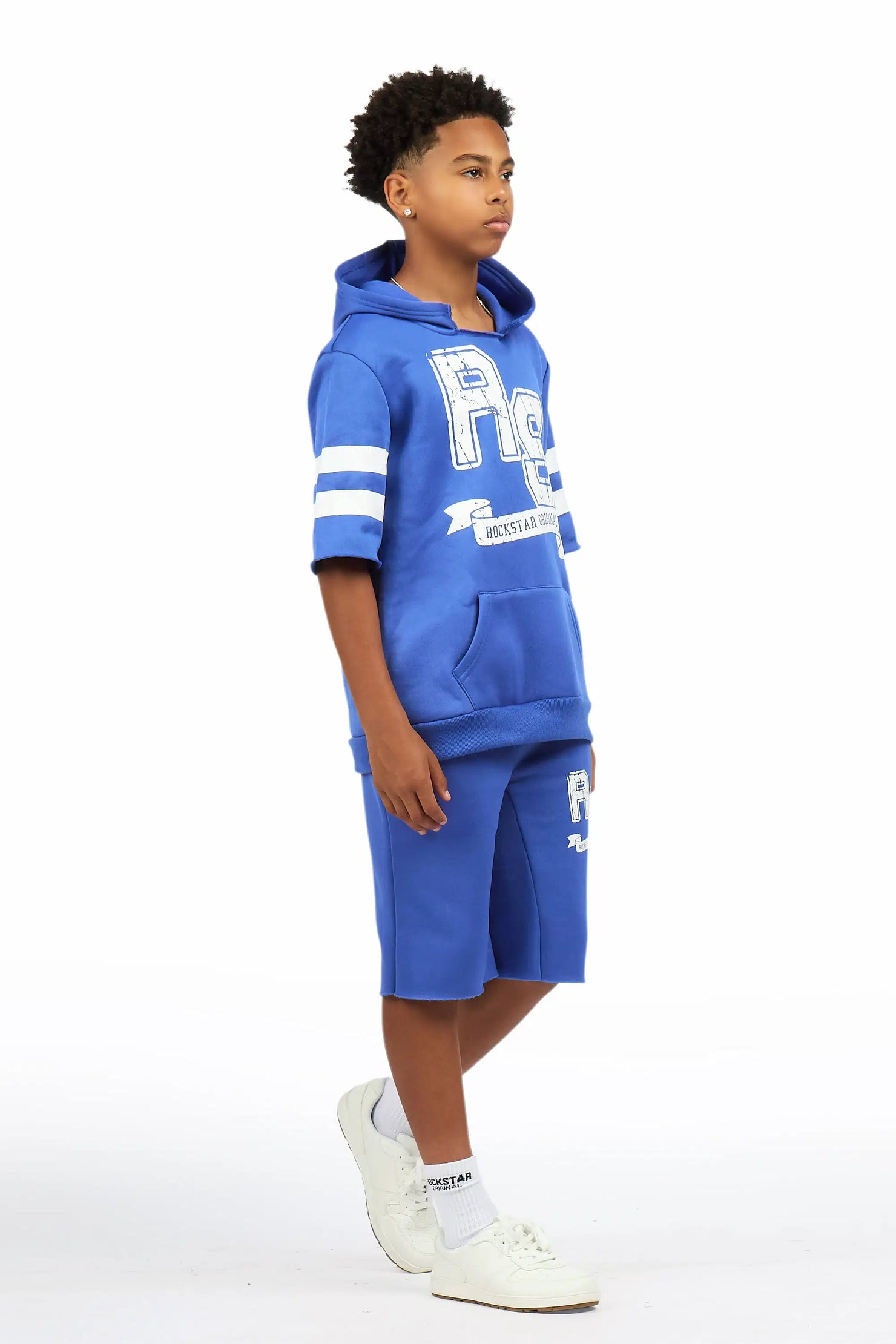 Boys Alik Royal Blue Hooded Fleece Short Set