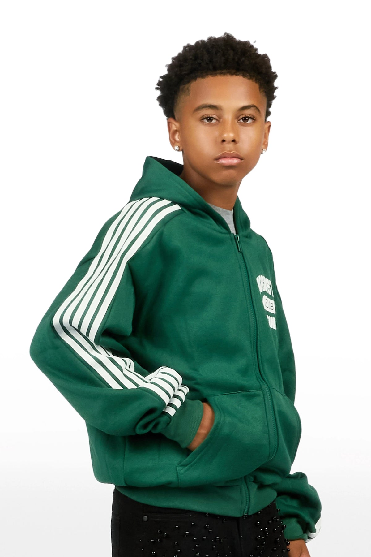Boys Tylla Green Zip Up Hoodie