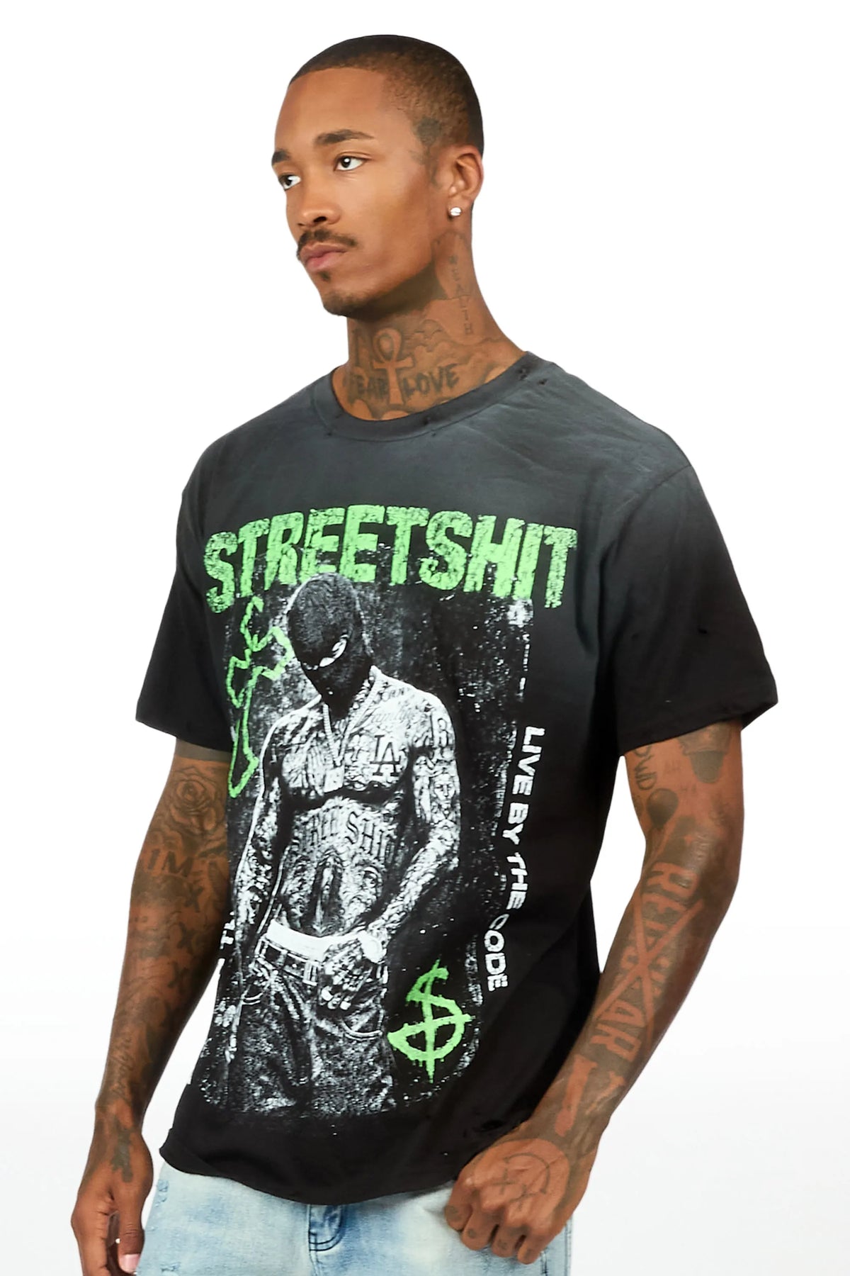 Kace Black Oversized Graphic T-Shirt