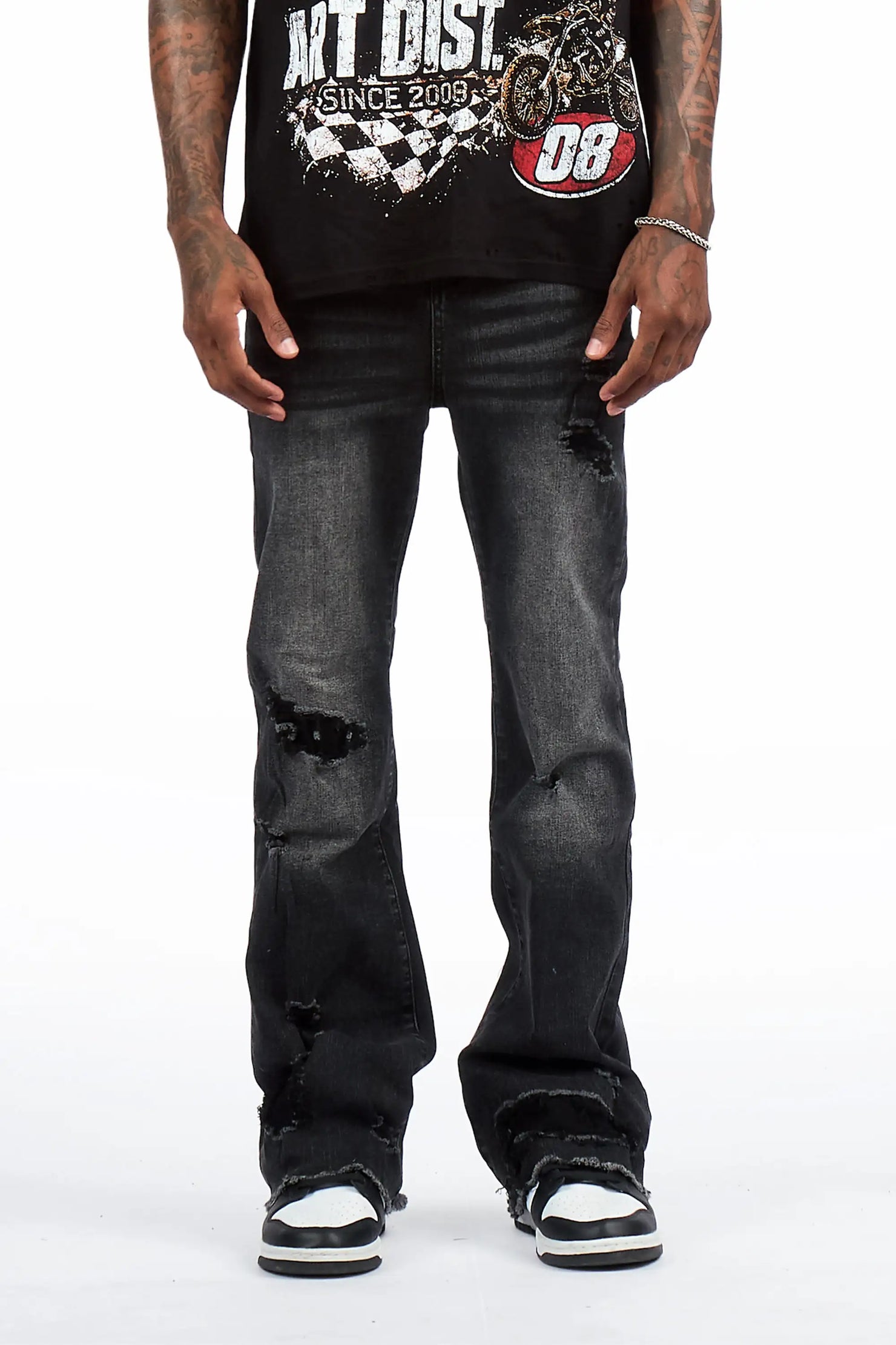 Brisbo Black Relaxed Stacked Flare Jean