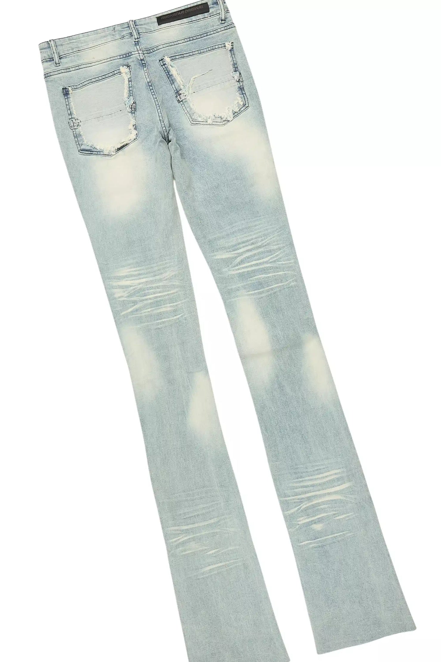 Yooz Heather Grey/Blue Oversized T-Shirt/Super Stacked Flare Jean Bundle